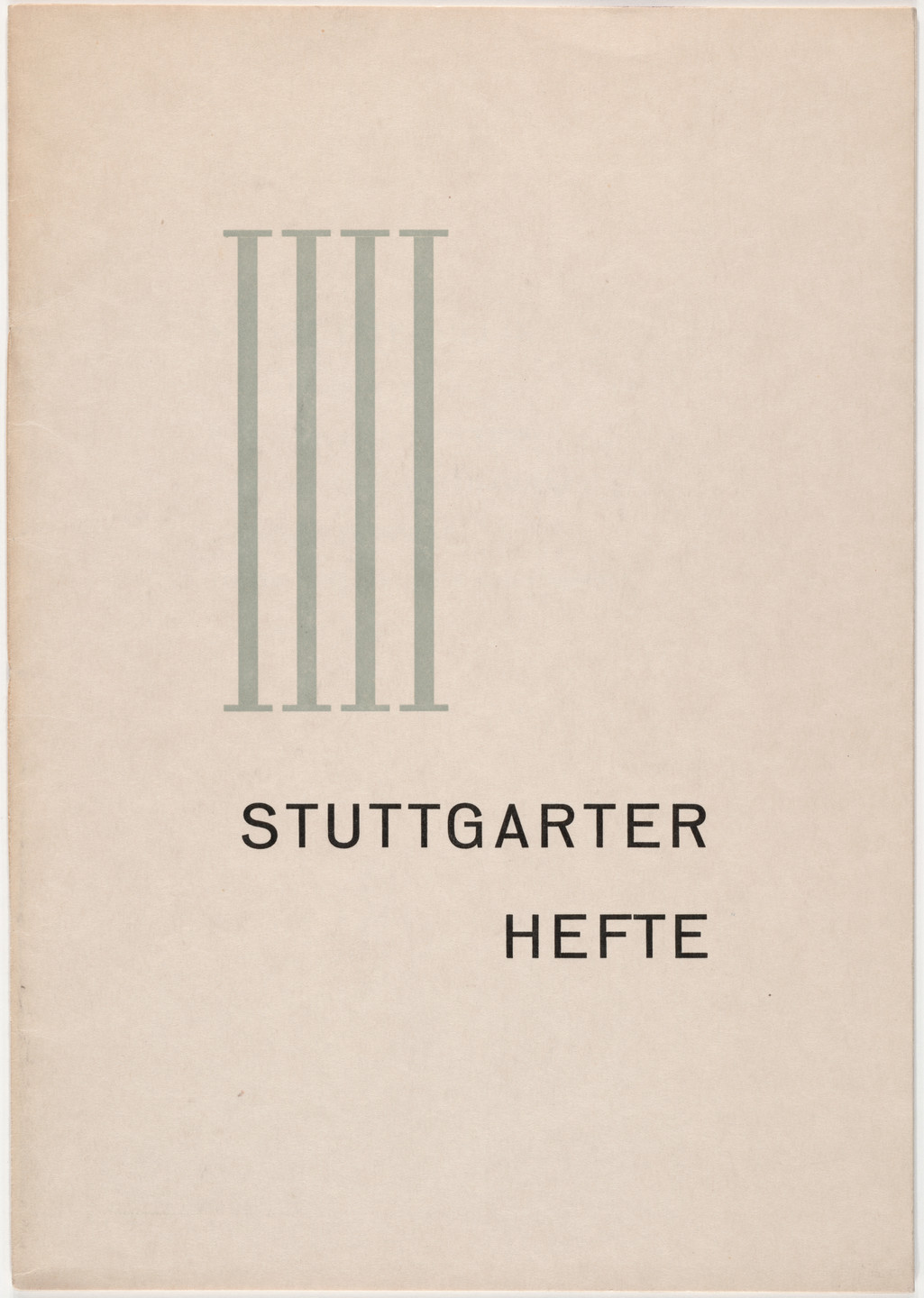 Unknown artist. Stuttgarter Hefte IIII. 1926