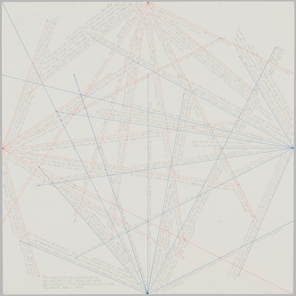 Red Lines from the Midpoints of the Left and Top Sides, Blue Lines from the Midpoints of the Right and Bottom Sides