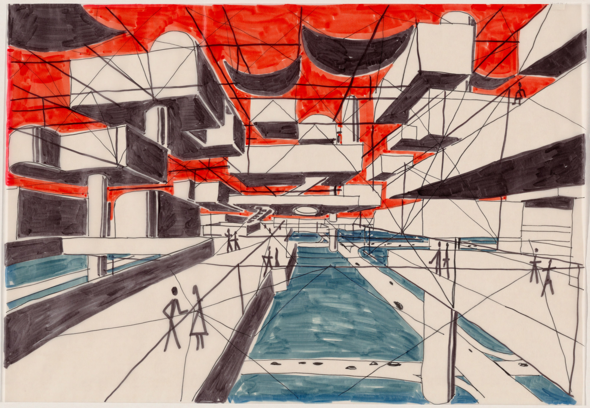 Yona Friedman. Spatial City Project (Perspective). 1958-59