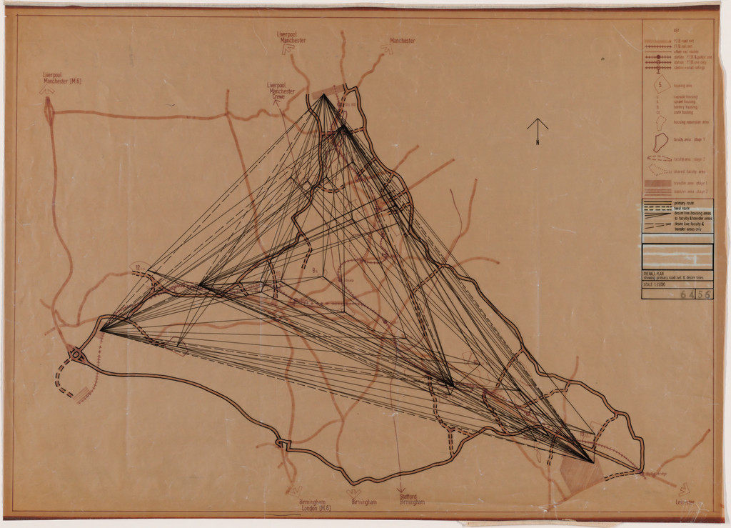 Potteries Thinkbelt Project, Staffordshire, England (Plan of Desire Lines-Physical and Mental Exchange)