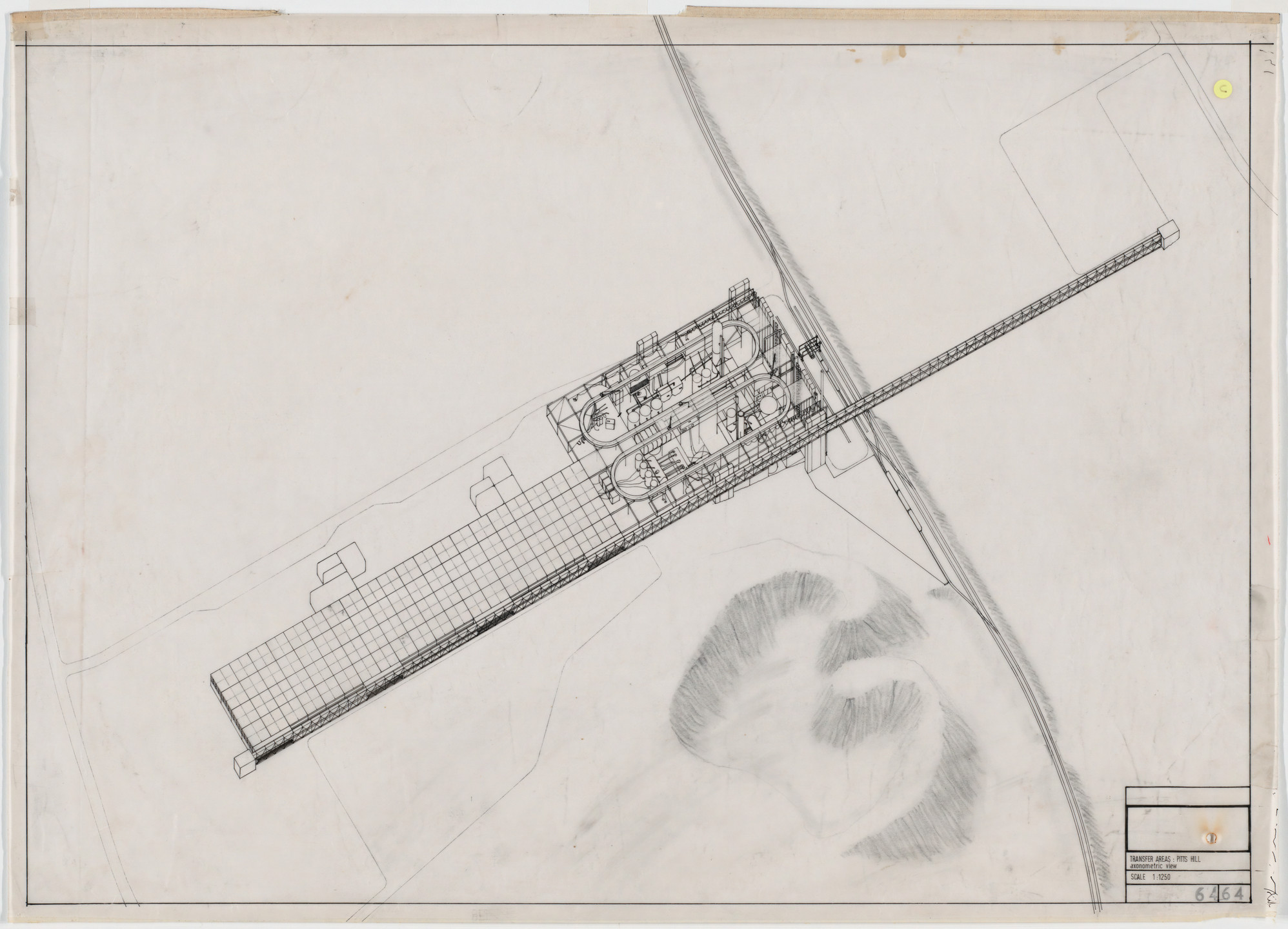 Cedric Price. Potteries Thinkbelt Project, Staffordshire, England (Axonometric of Pitts Hill, Transfer Area). 1964–1966