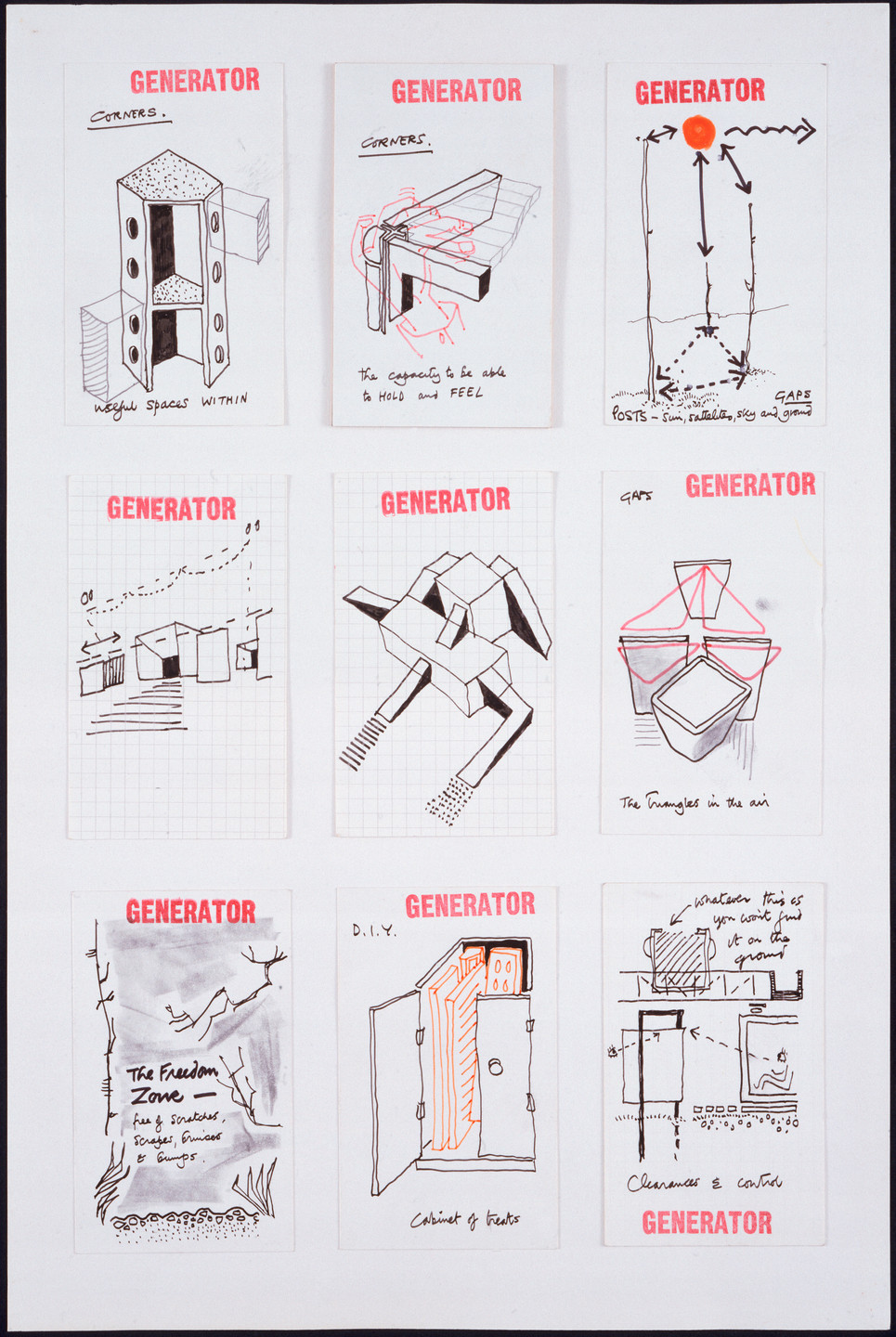 Cedric Price. Generator Project, White Oak, Florida (Selection of Design Thoughts Used as Reminders within Office D). 1978–1980