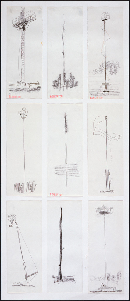 Generator Project, White Oak, Florida, Trees natural and man-made; site totems