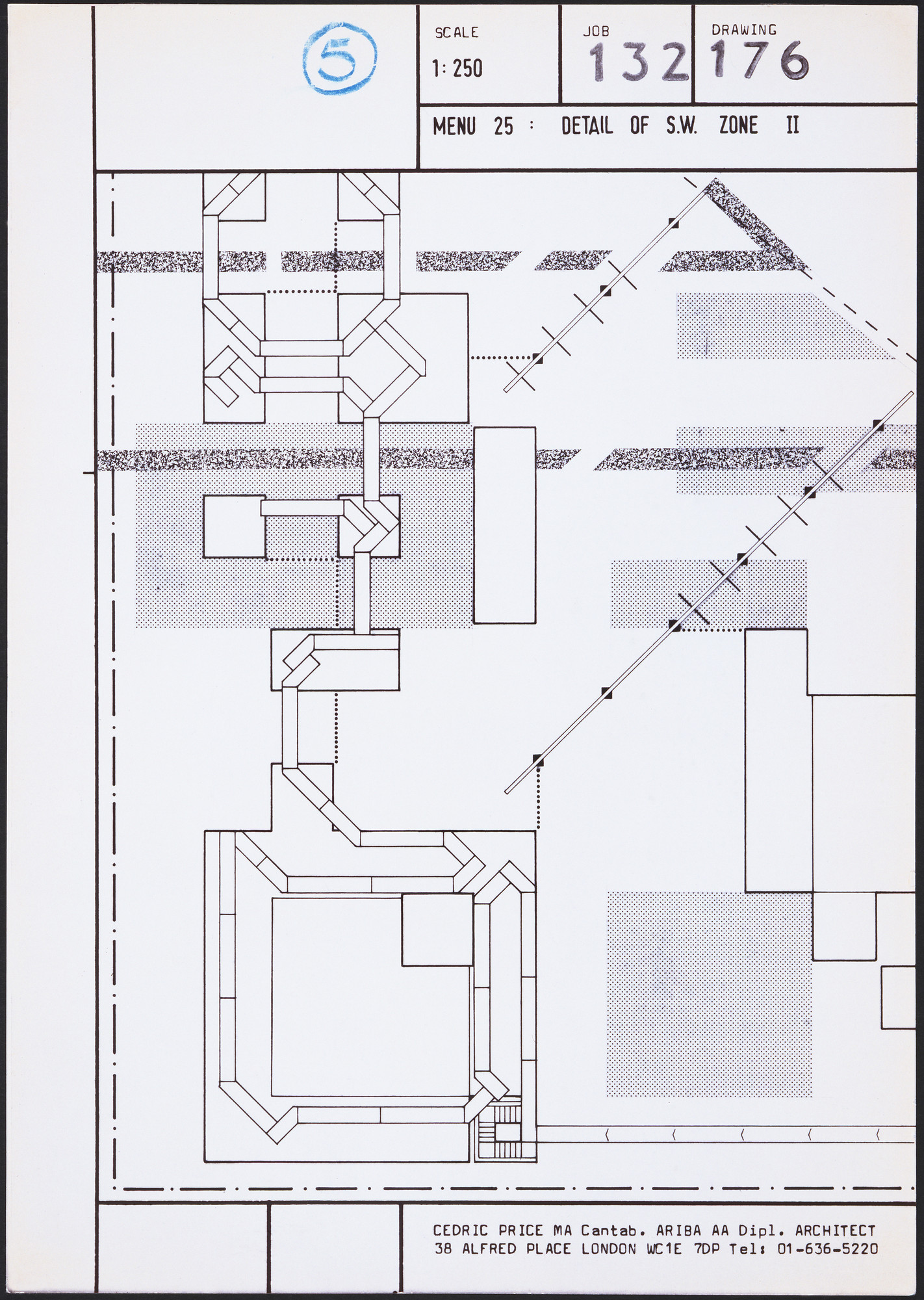 Cedric Price. Generator Project, White Oak, Florida
Plan of Menu 25, Ddetail of S.W. Zone II