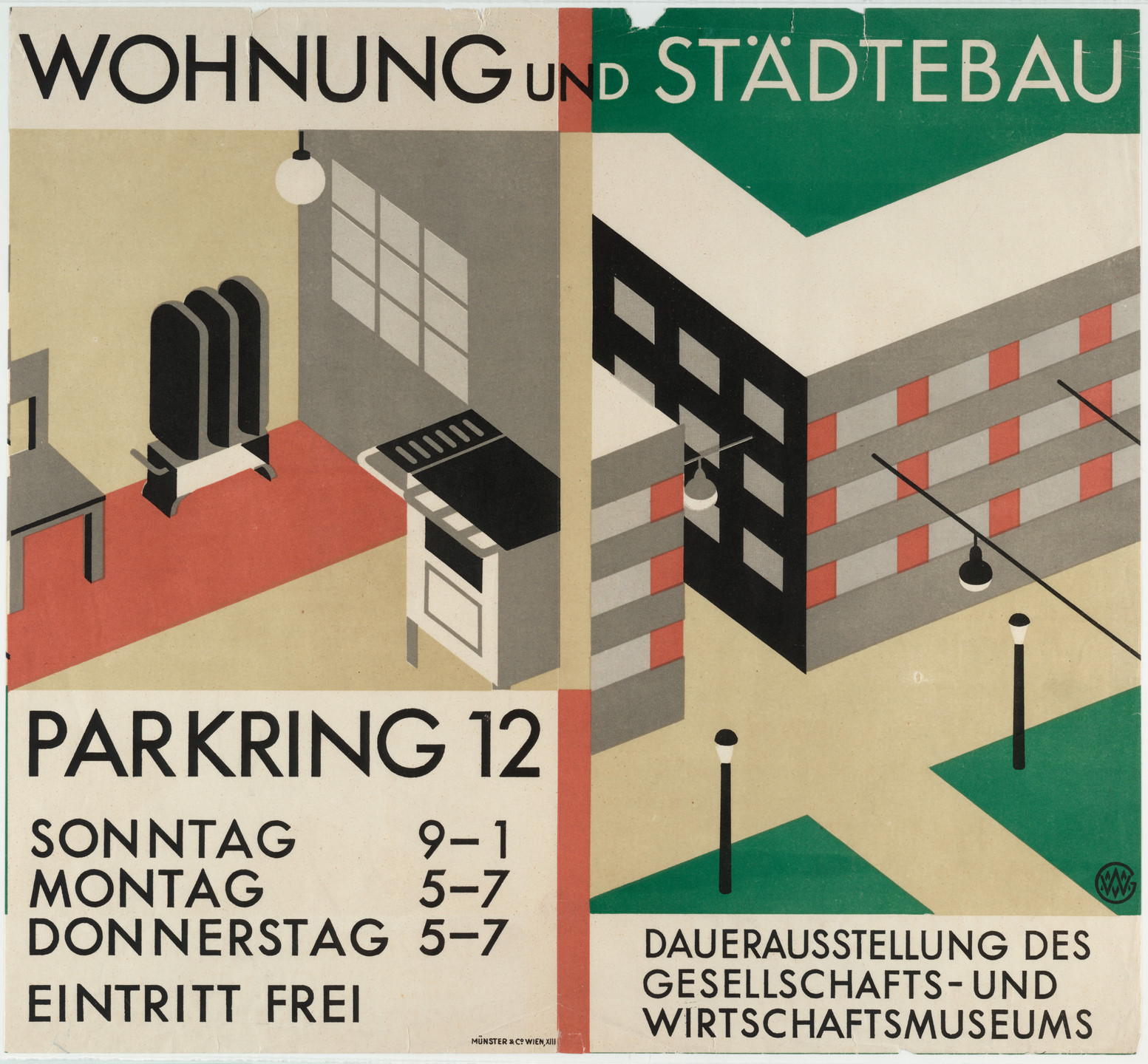 Gerd Arntz. Wohnung und Städtebau: Dauerausstellung des Gesellschafts- und Wirtschaftsmuseums. 1928–1930