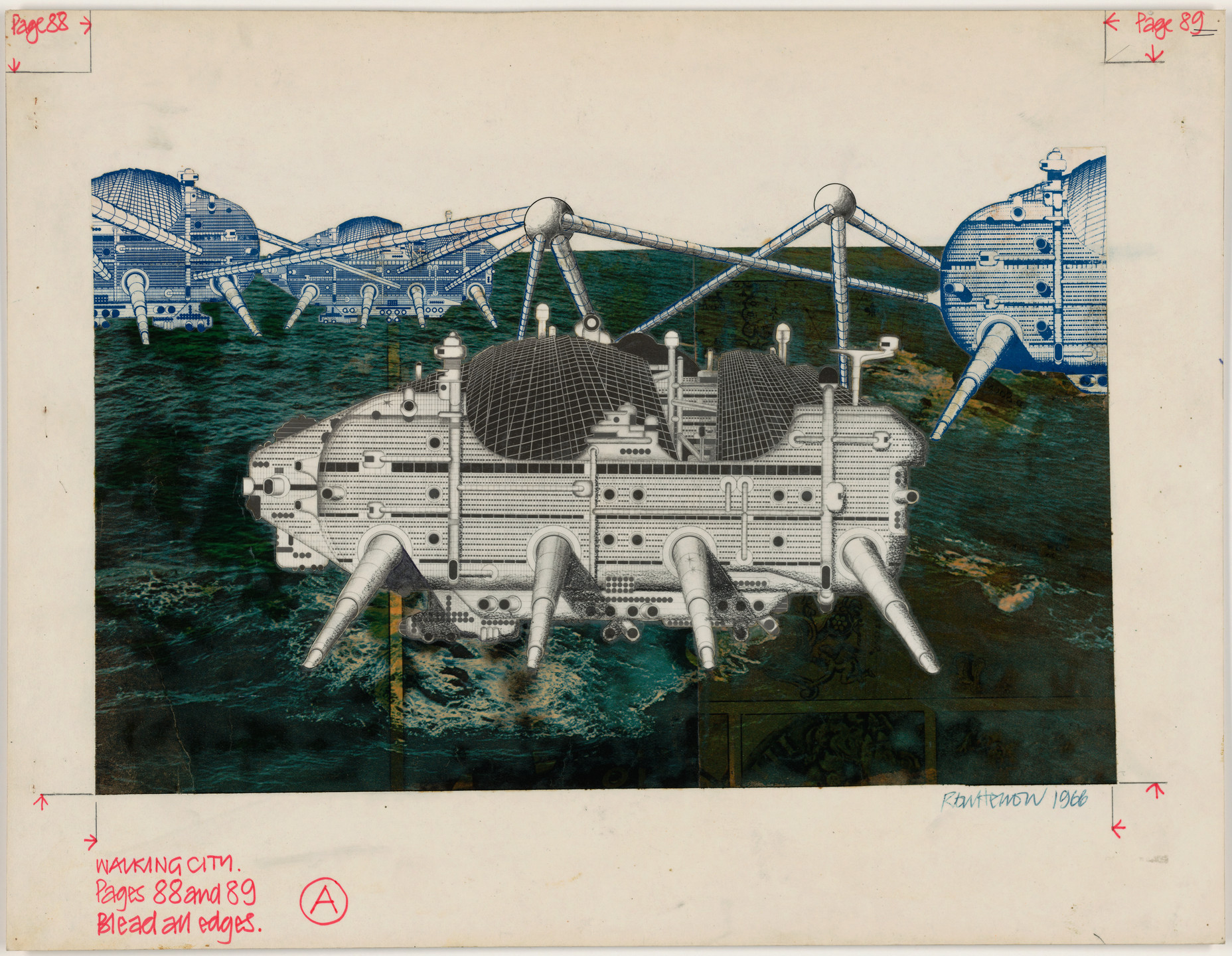 Ron Herron. Walking City on the Ocean, project (Exterior perspective). 1966