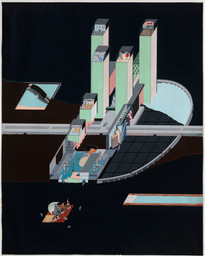 Rem Koolhaas, Madelon Vriesendorp. Welfare Palace Hotel Project, Roosevelt Island, New York, New York (Cutaway axonometric). 1976