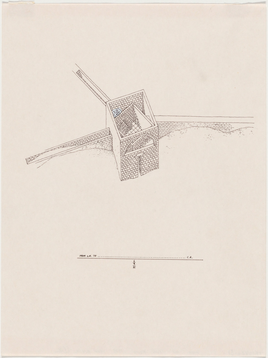 Leon Krier. House for Colin Rowe Project (Aerial axonometric view). 1975