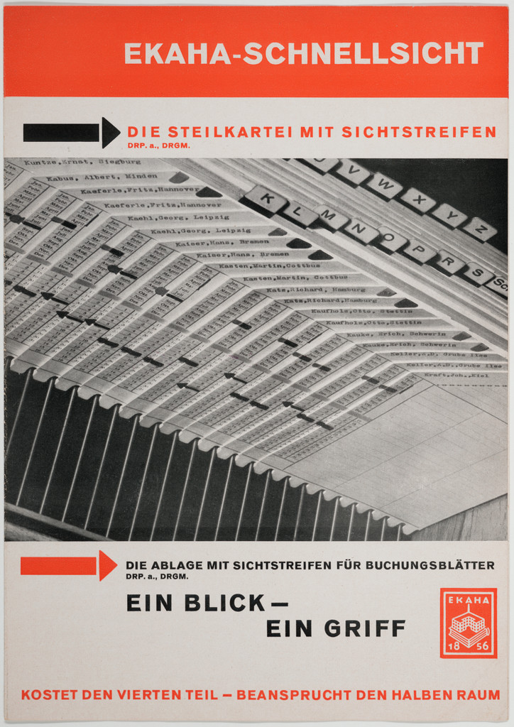 Ekaha-Schnellsicht, Die Steilkartei mit Sichtstreifen, Ein Blick-Ein Griff