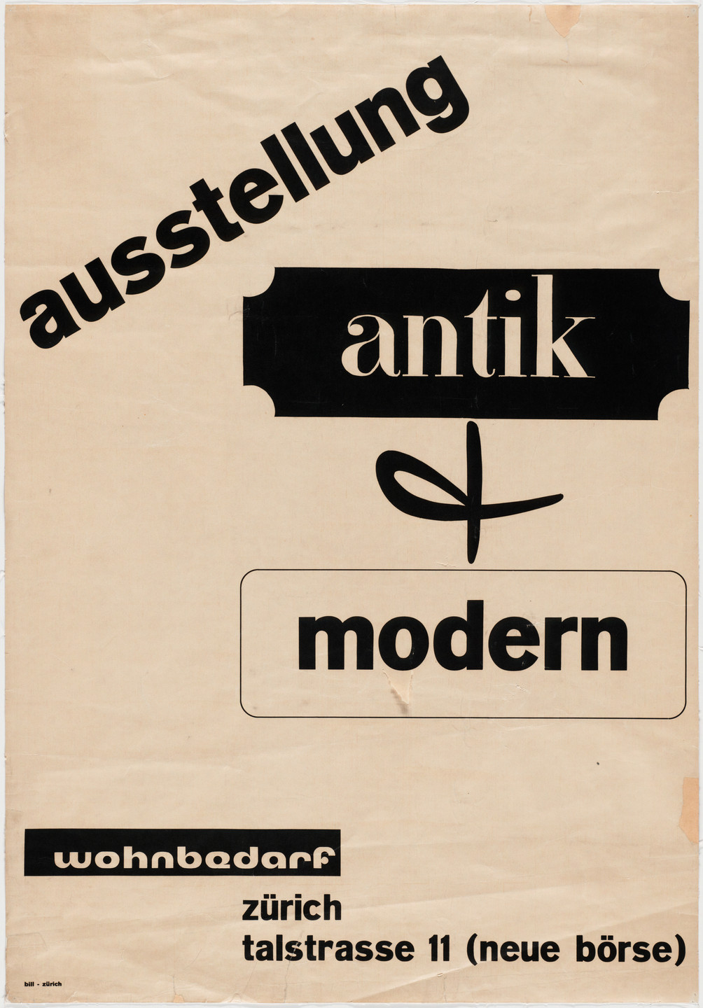 Max Bill. Ausstellung Antik + Modern. 1935