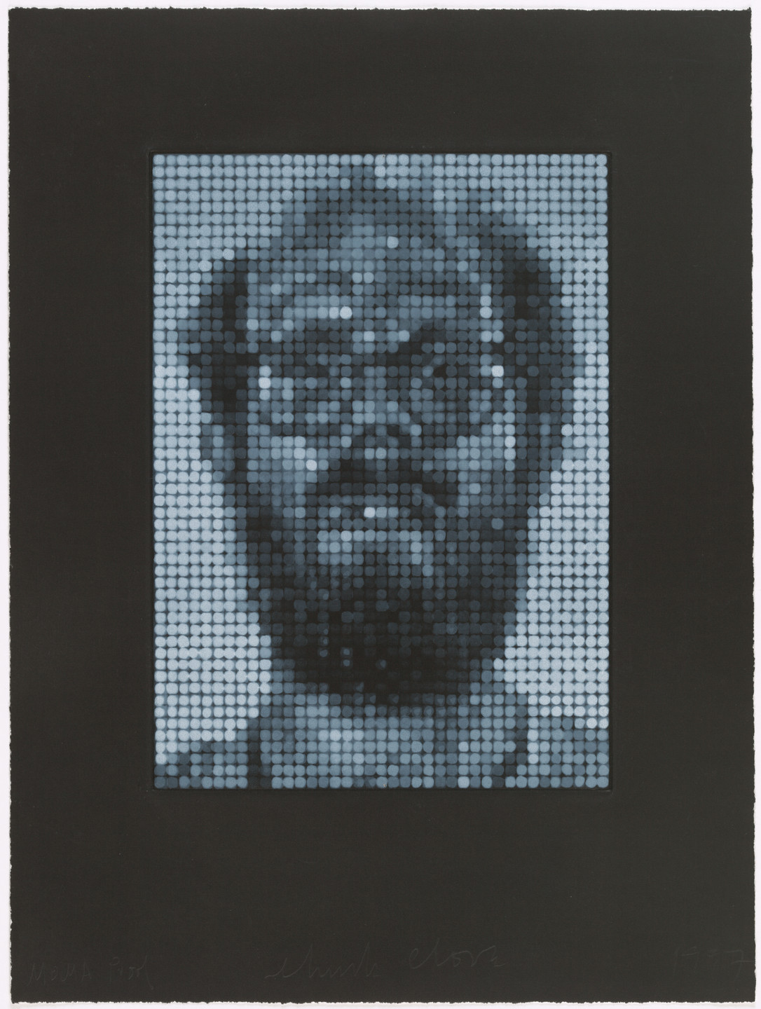 Chuck Close. Self-Portrait/Spitbite/White on Black. 1997 | MoMA