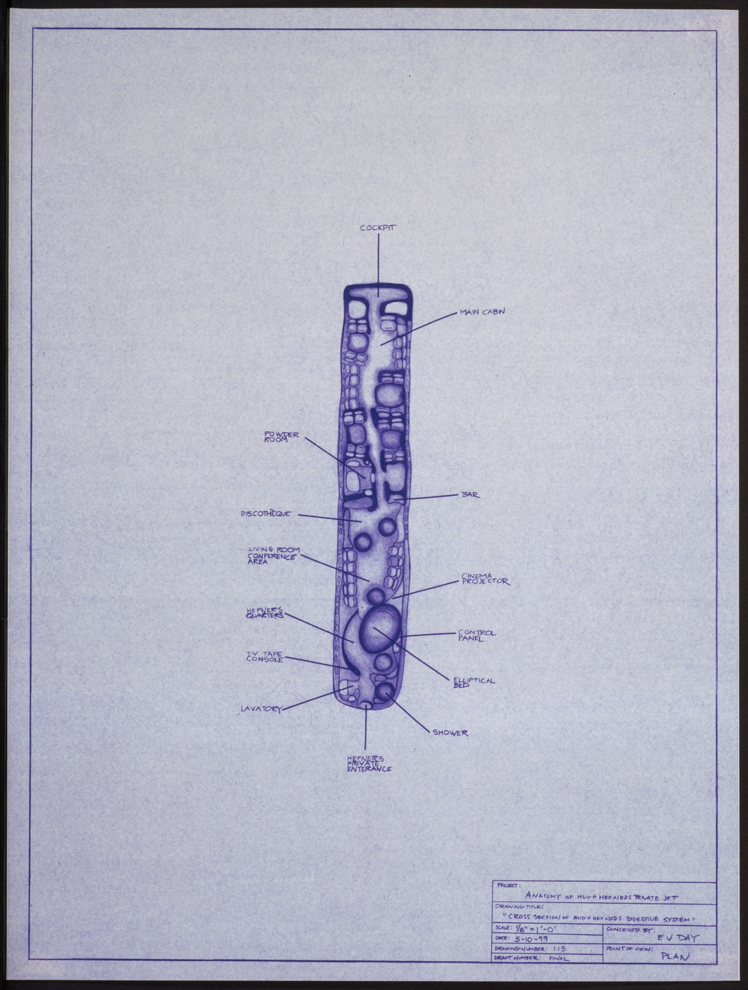E. V. Day. Cross-Section of Hugh Hefner&#39;s Digestive System from Anatomy of Hugh Hefner&#39;s Private Jet (1-5). 1999