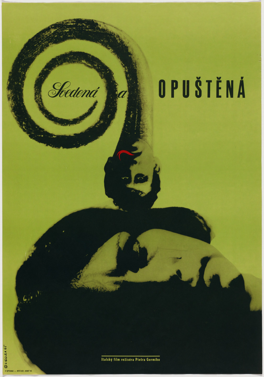 Zdenĕk Ziegler. Svedena a opustena (Seduced and Abandoned) (Poster for the Czechoslovak release of the Italian film directed by Pietro Germi). 1965