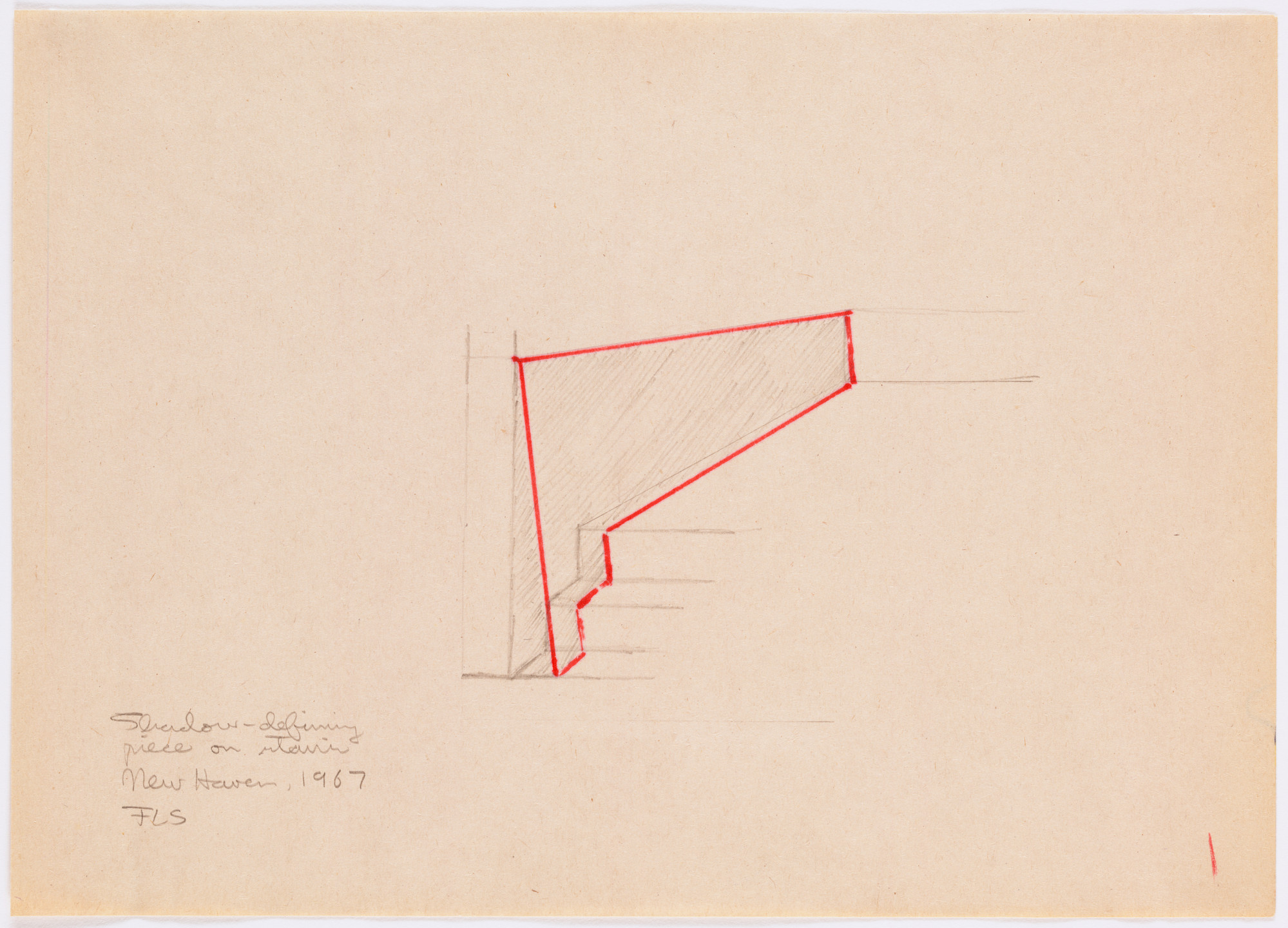 Fred Sandback. Shadow-defining piece on stairs. 1967