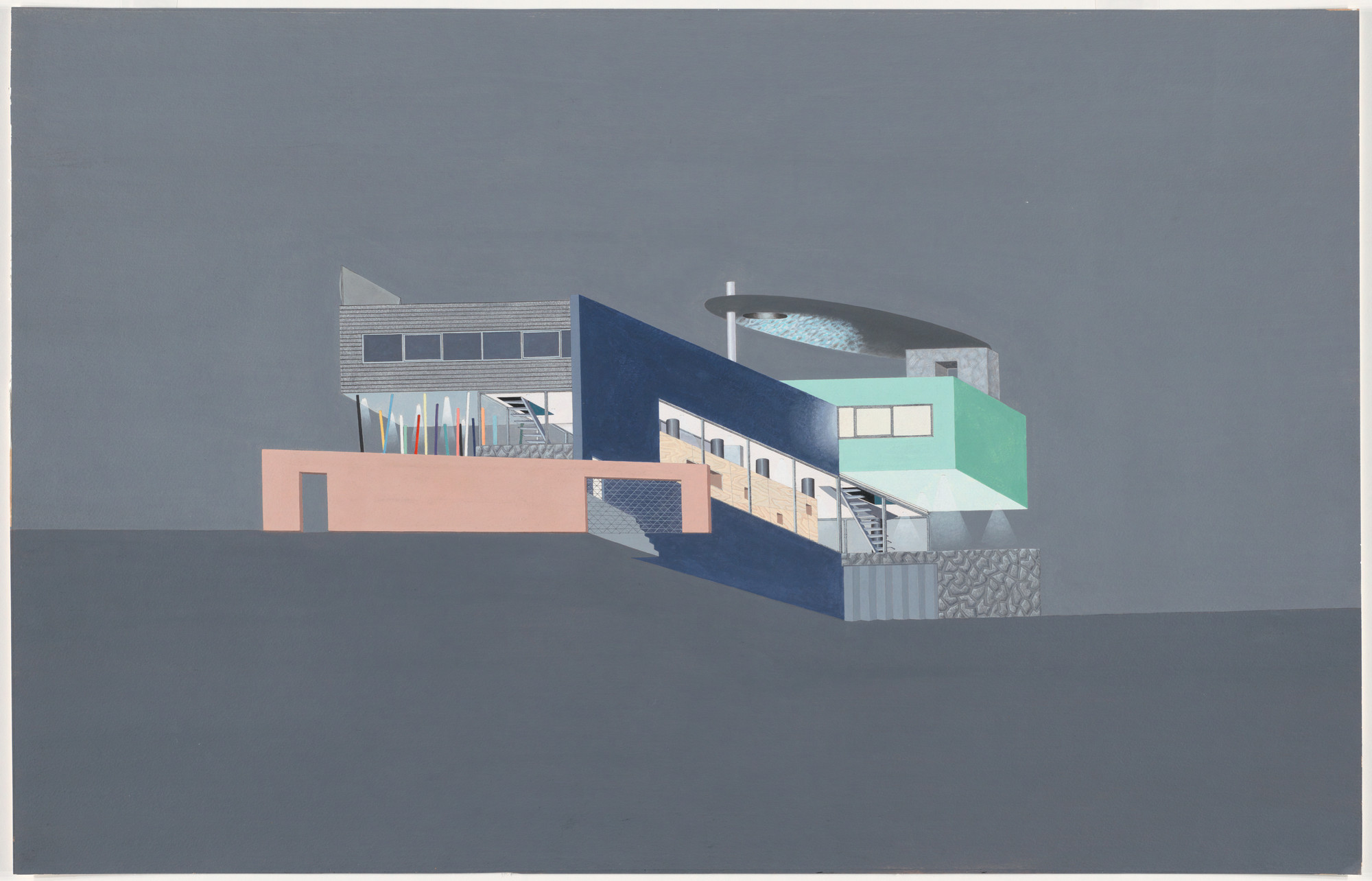 Rem Koolhaas, Madelon Vriesendorp. Villa dall'Ava, Paris (Saint-Cloud), France, Exterior perspective