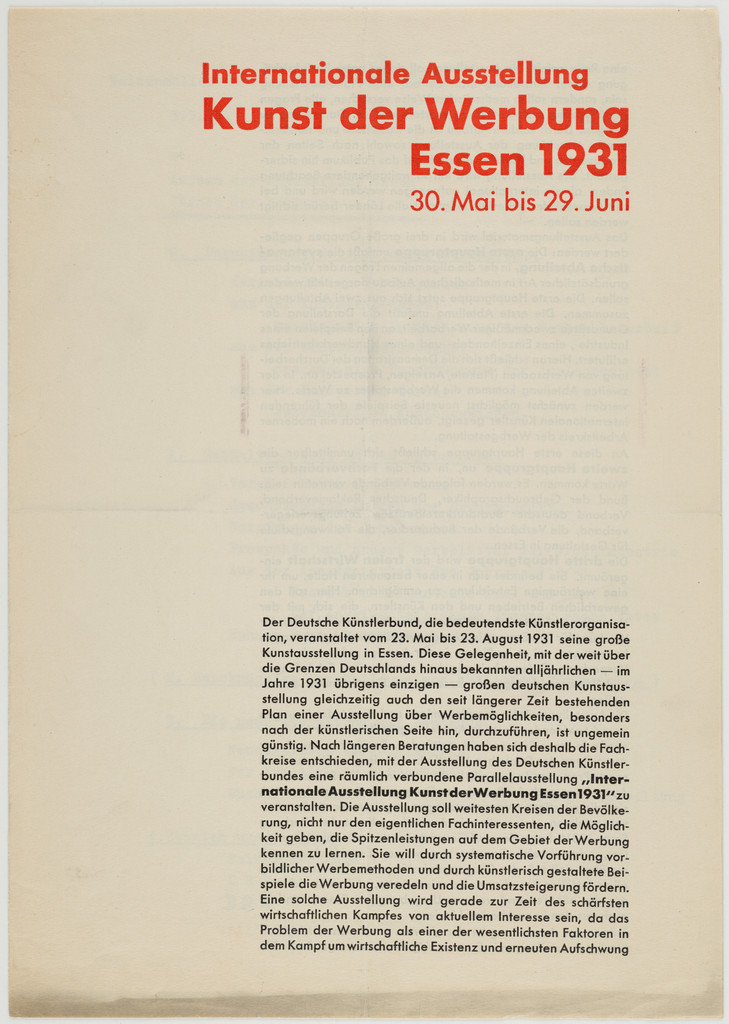 Internationale Ausstellung Kunst der Werbung, Essen 1931