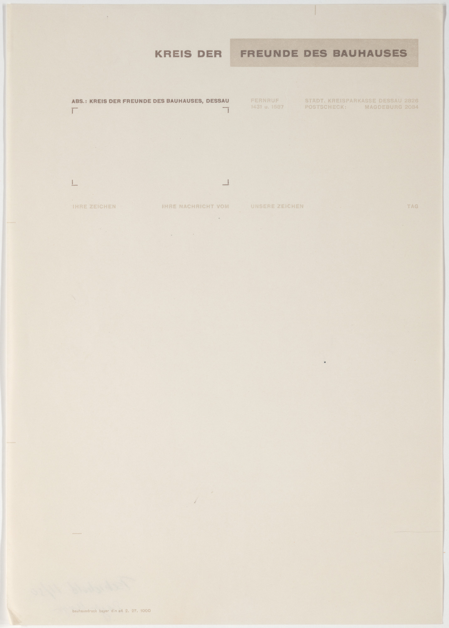 Herbert Bayer. Kreis der Freunde des Bauhauses