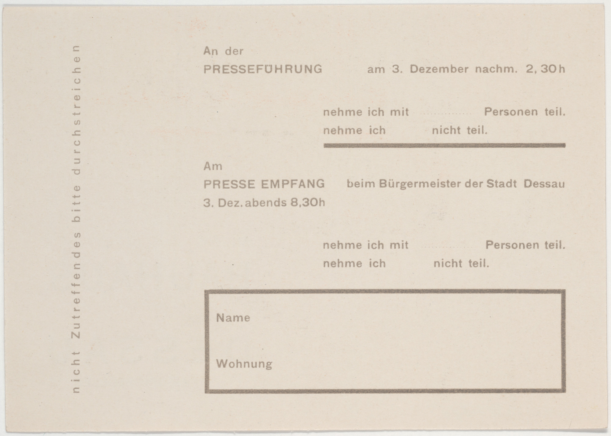 Herbert Bayer. An das Bauhaus Dessau