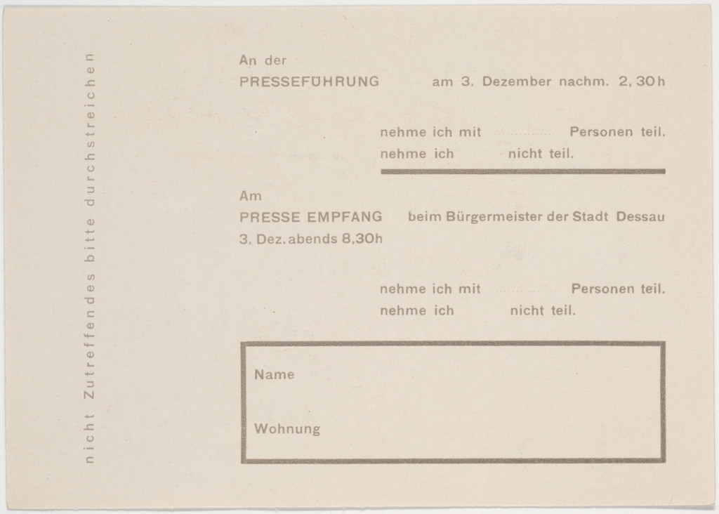 An das Bauhaus Dessau