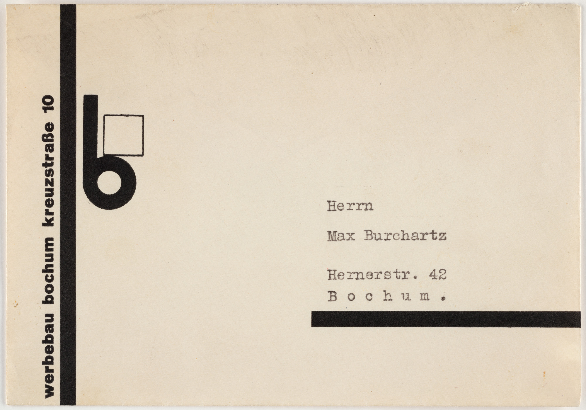 Max Burchartz. Werbebau Bochum. 1925-26
