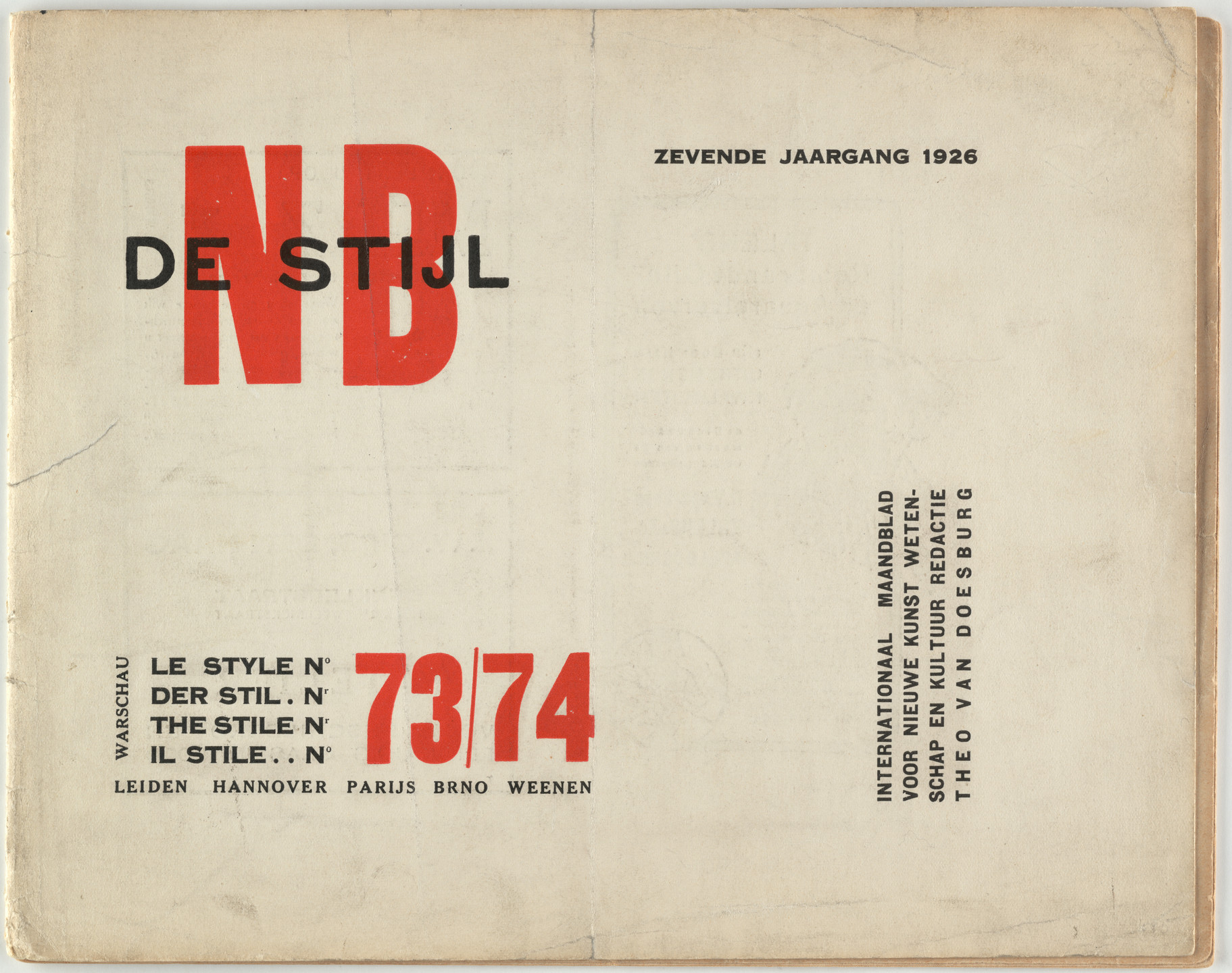 Theo van Doesburg. De Stijl NB 73/74. 1926
