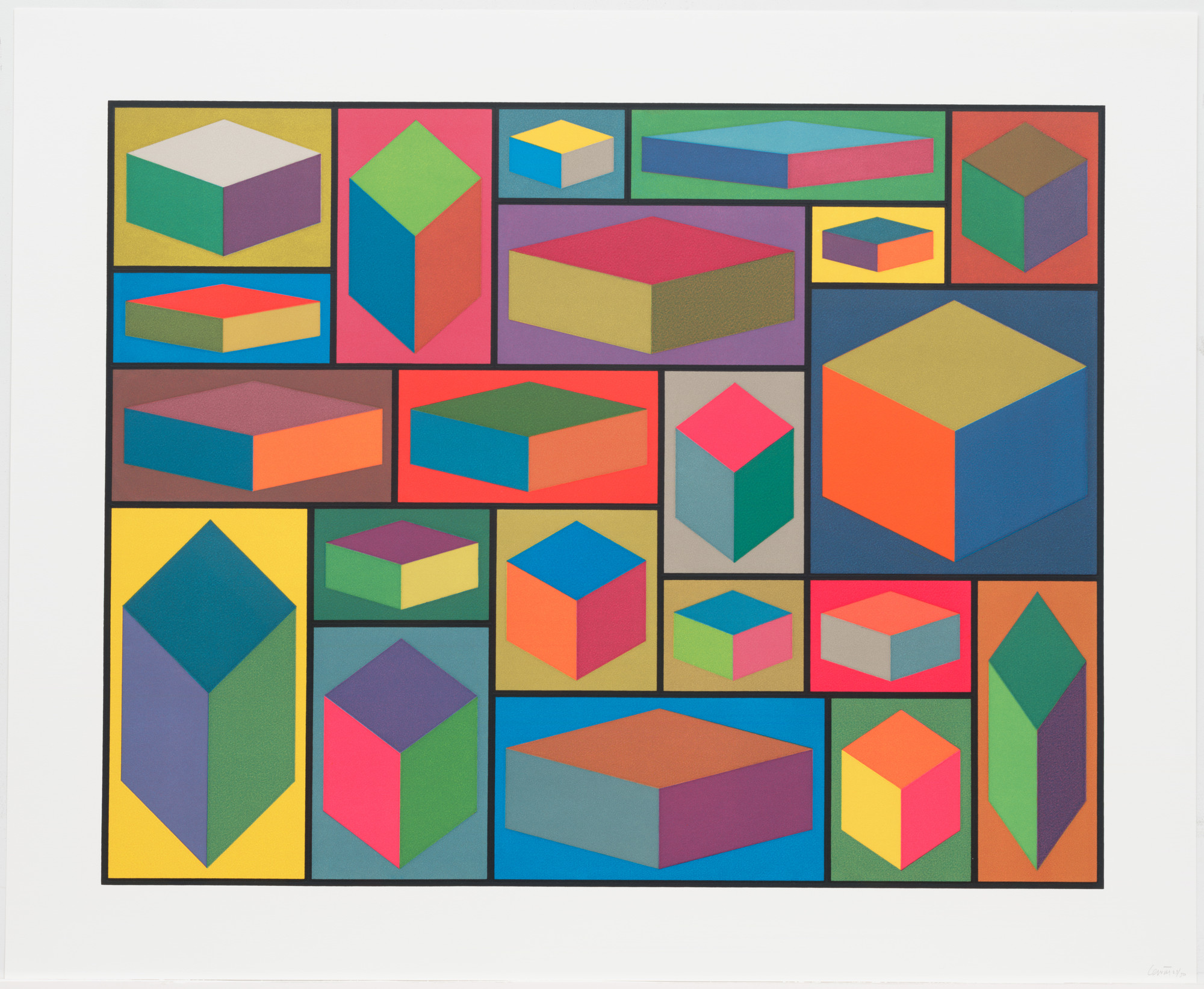 Sol LeWitt. Distorted Cubes (B) from Distorted Cubes (A-E