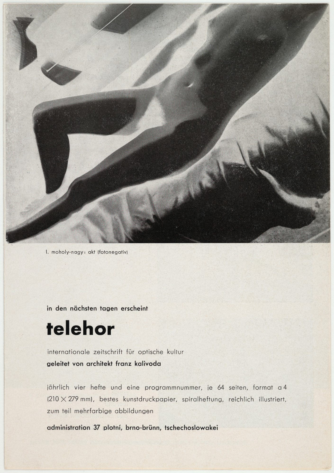 László Moholy-Nagy. telehor, Internationale Zeitschrift für optische Kultur