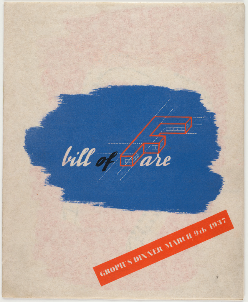 Bill of Fare, Gropius Dinner, March 9, 1937