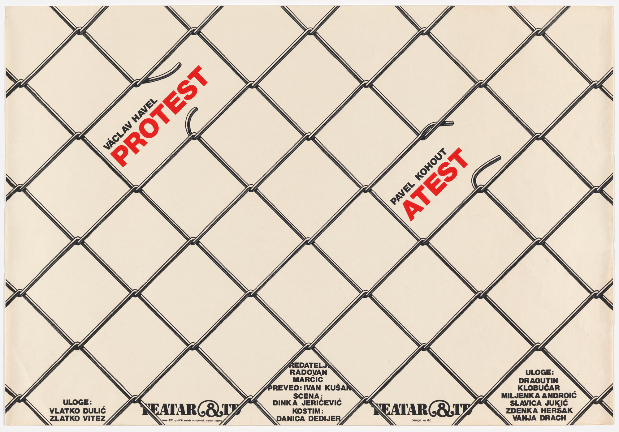 Mirko Ilić. Václav Havel: Protest / Pavel Kohout: Atest