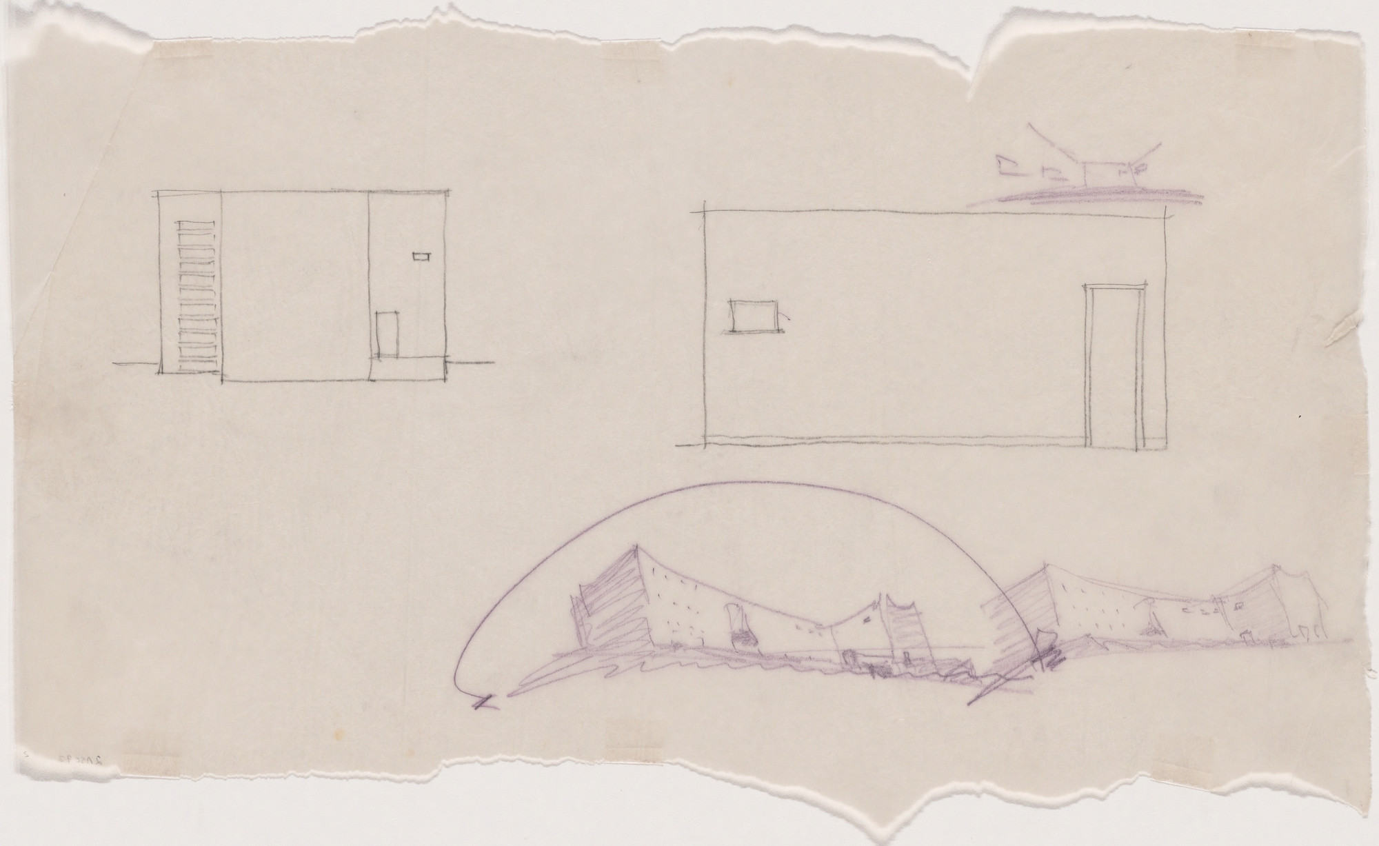 Erich Mendelsohn. Library and Office Building of Salman Schocken, Jerusalem, Israel, Perspective and plan. Unknown