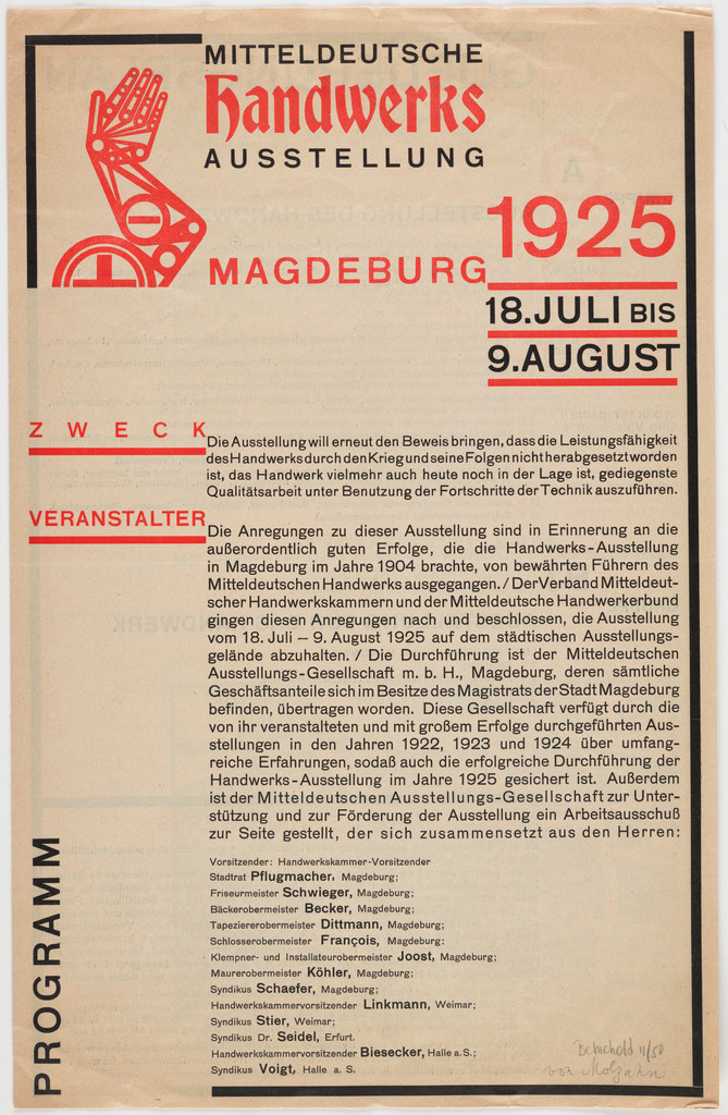 Mitteldeutsche Handwerks Ausstellung, Programm