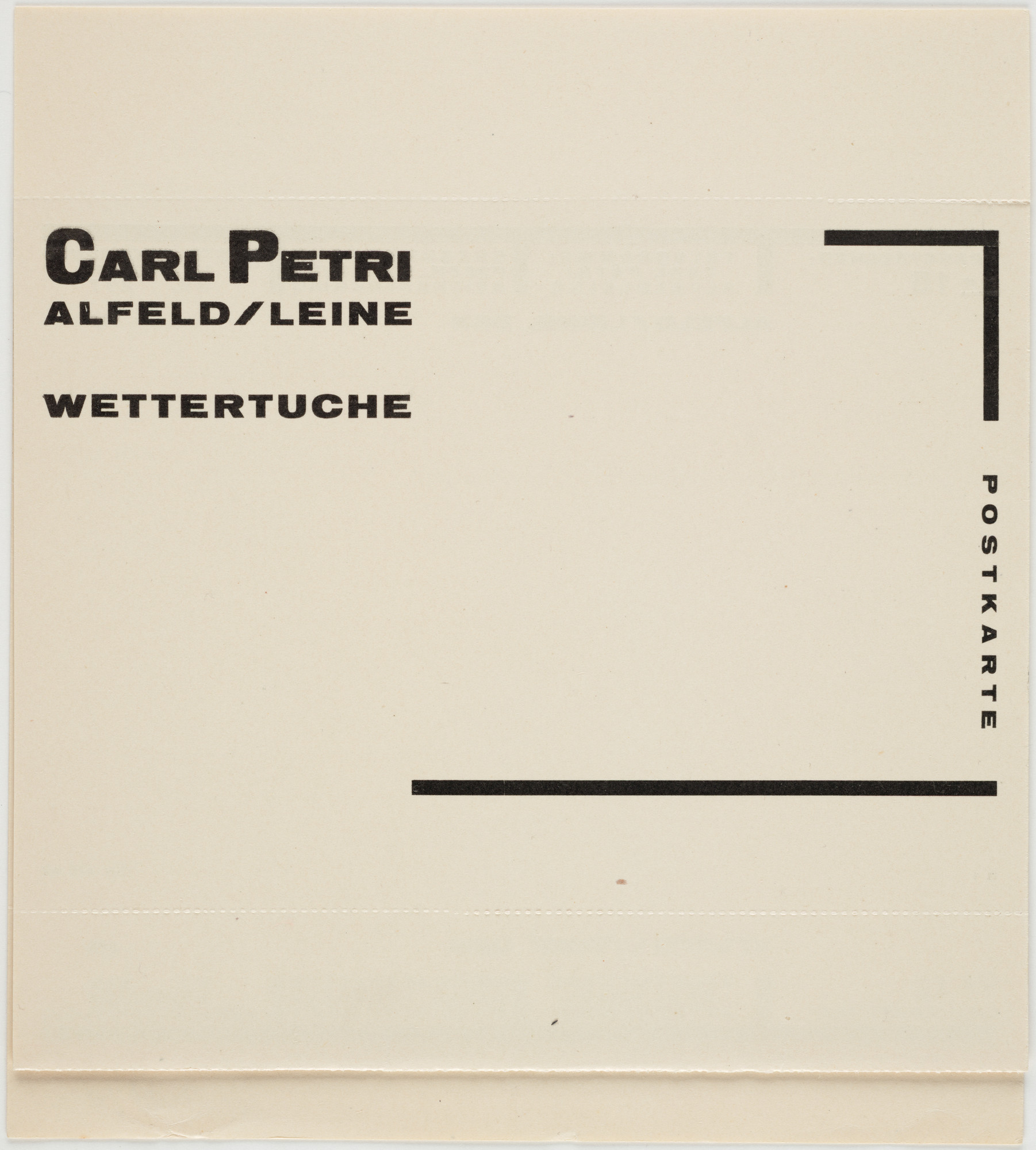 Johannes Molzahn. Carl Petrie, Alfeld/Leine, Wettertuche, Postkarte