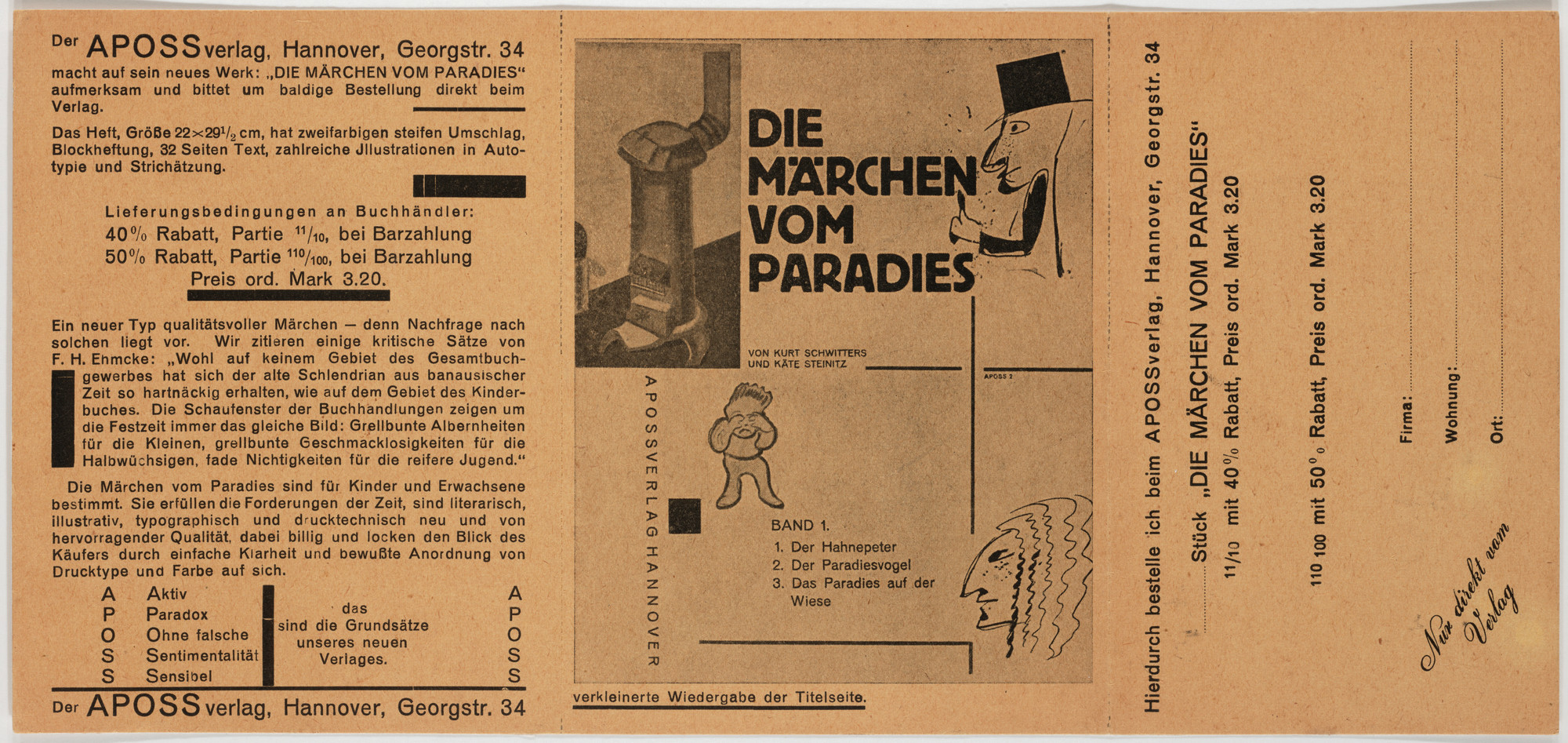 Kurt Schwitters. "Die Märchen vom Paradies" von Kurt Schwitters und Käte Steinitz
