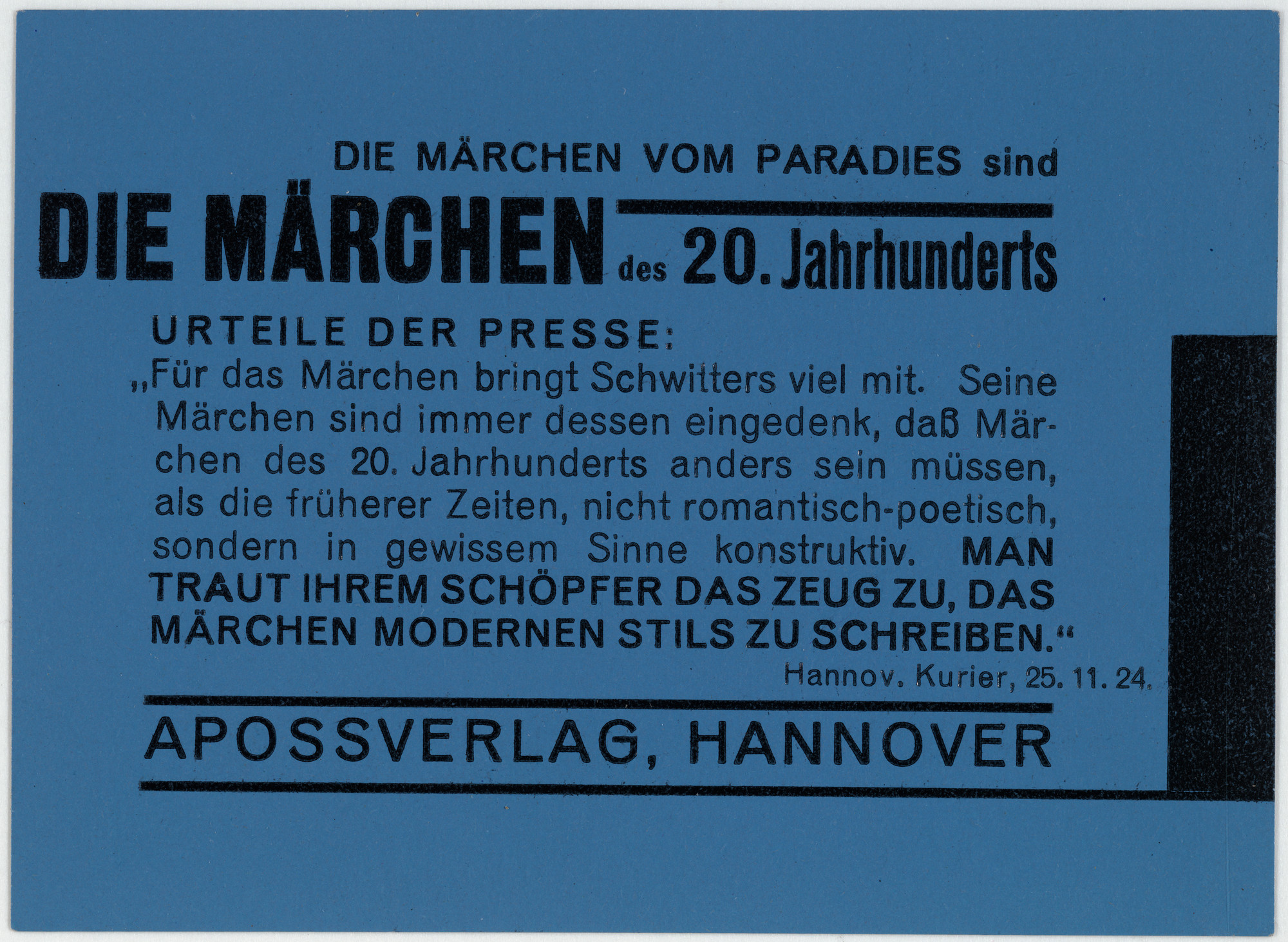 Kurt Schwitters. Die Märchen des 20. Jahrhunderts