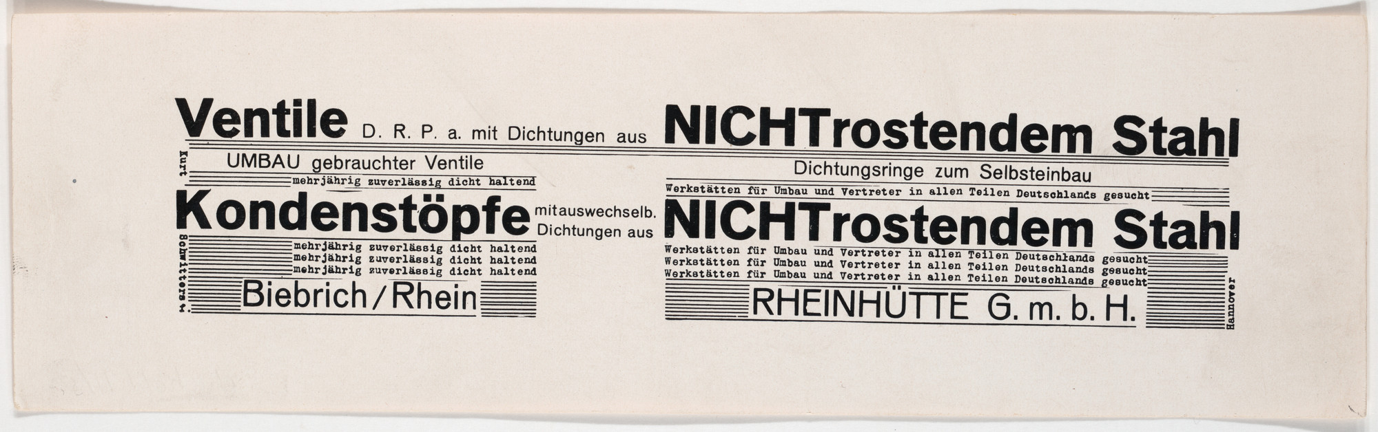 Kurt Schwitters. Nicht rostender Stahl
