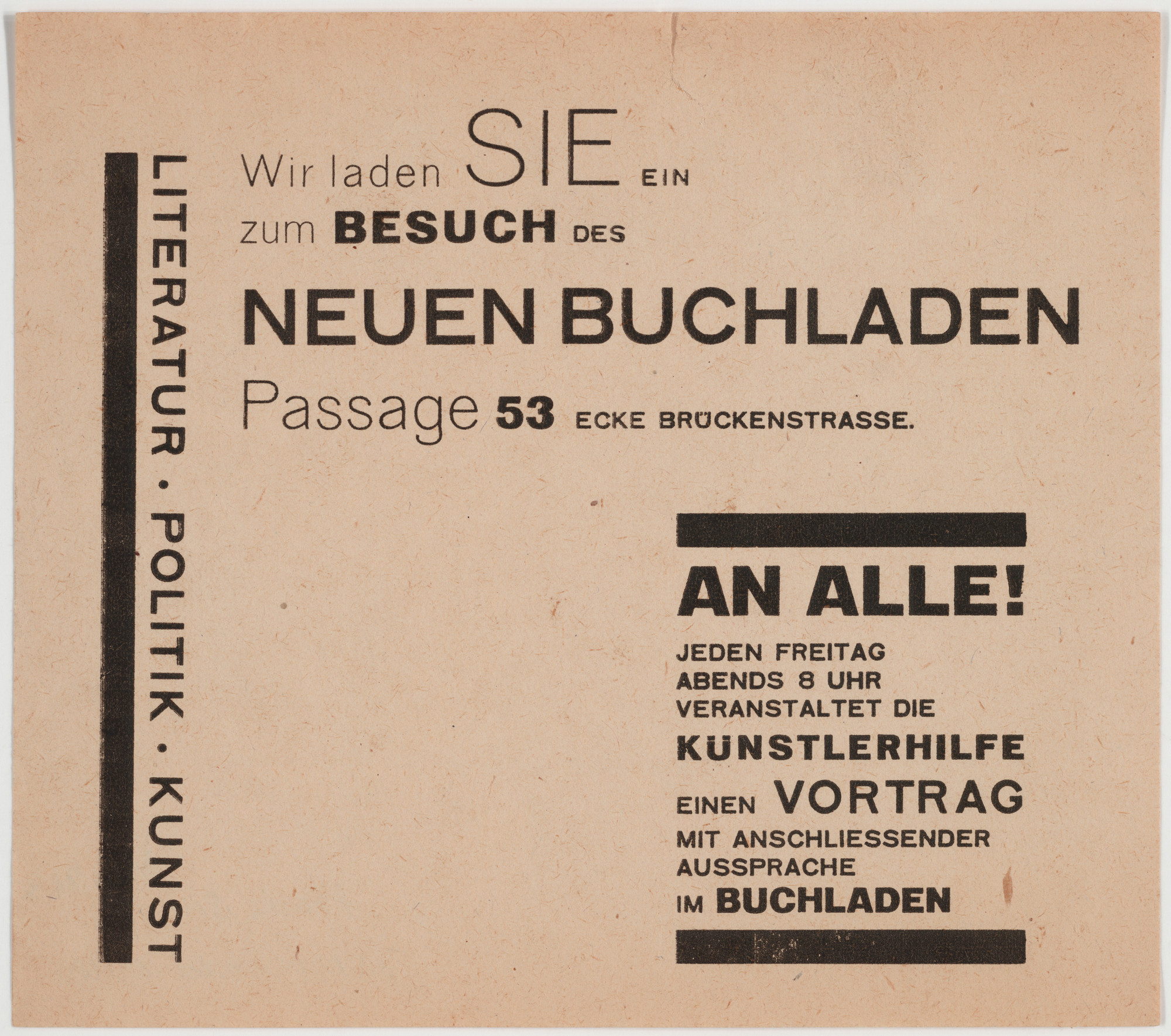 Franz Wilhelm Seiwert. Wir Laden Sie ein zum Besuch des neuen Buchladen