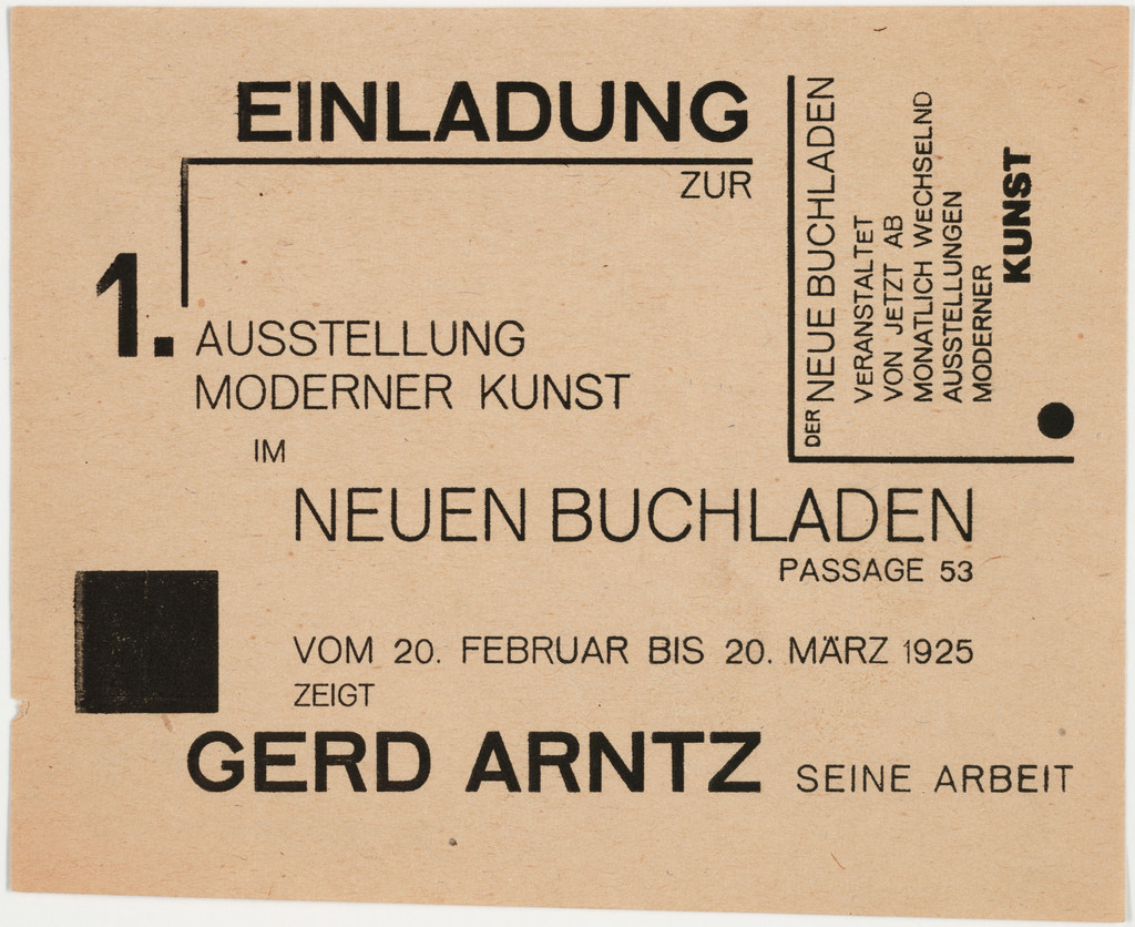 Einladung 1. Ausstellung moderner Kunst im neuen Buchladen