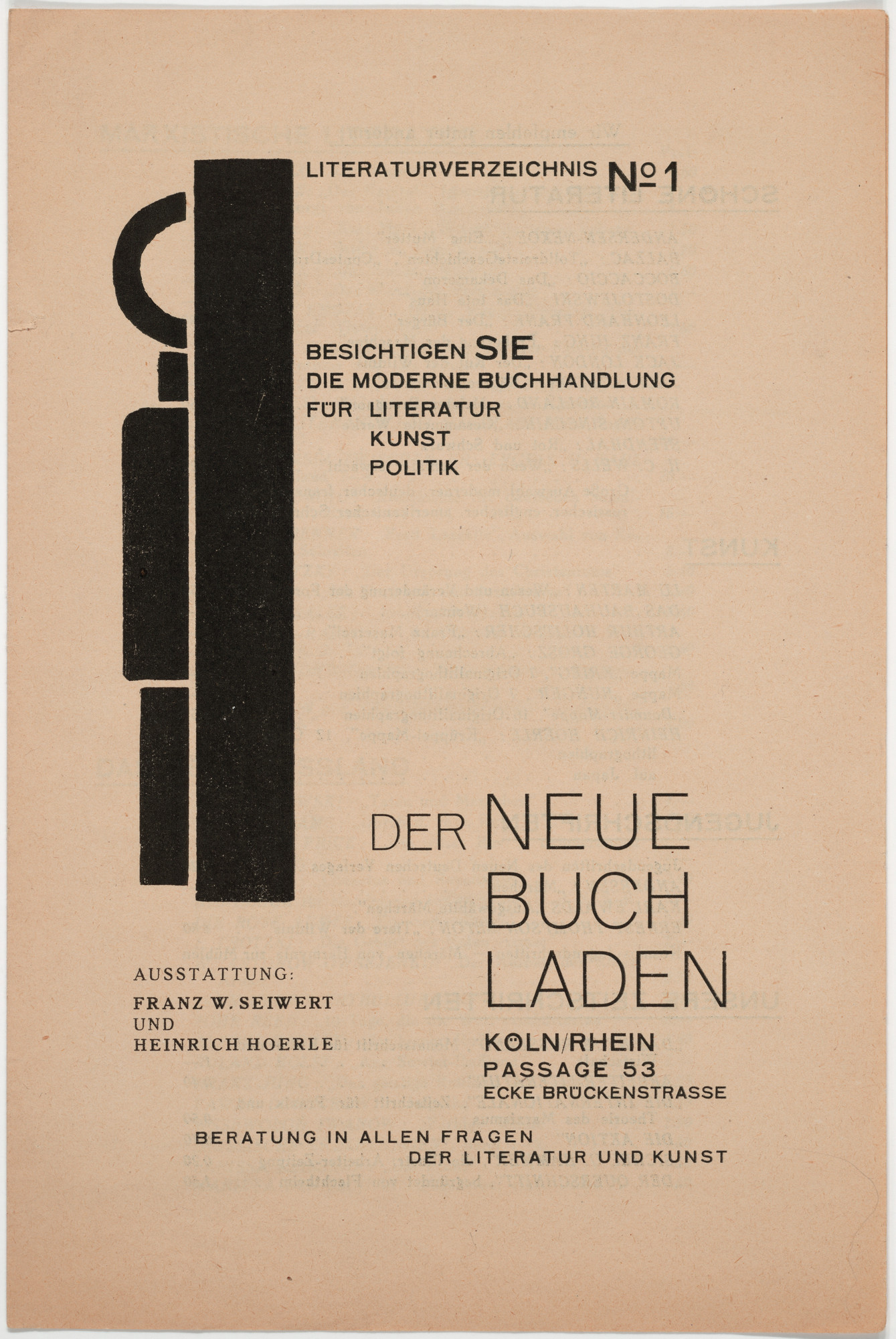 Franz Wilhelm Seiwert. Der neue Buchladen, Literaturverzeichnis No 1