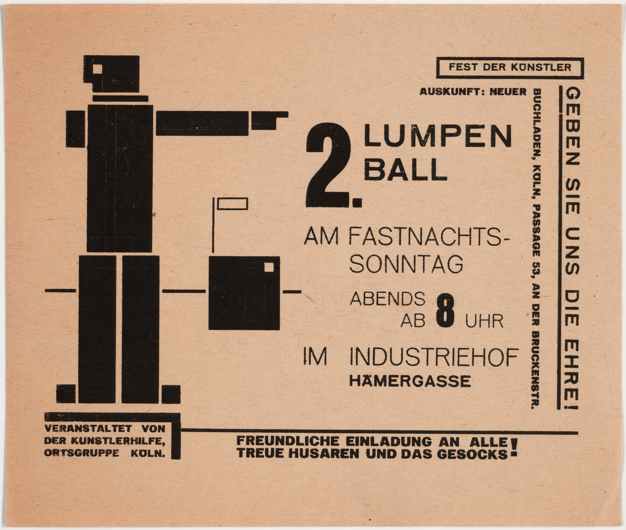 Franz Wilhelm Seiwert. 2. Lumpenball am Fastnachtssonntag im Industriehof