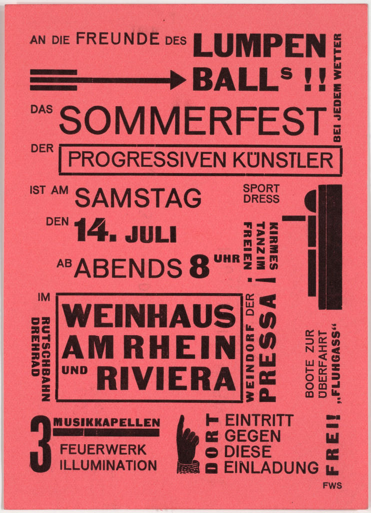 An die Freunde des Lumpenballs!! Das Sommerfest der progressiven Künstler ist am Samstag den 14. Juli