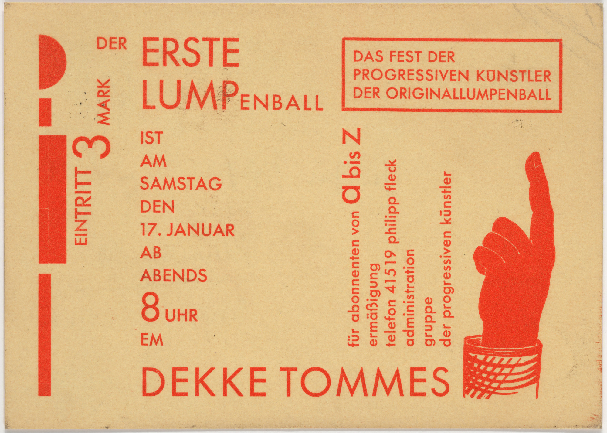 Franz Wilhelm Seiwert. Der erste Lumpenball ist am Samstag den 17. Januar