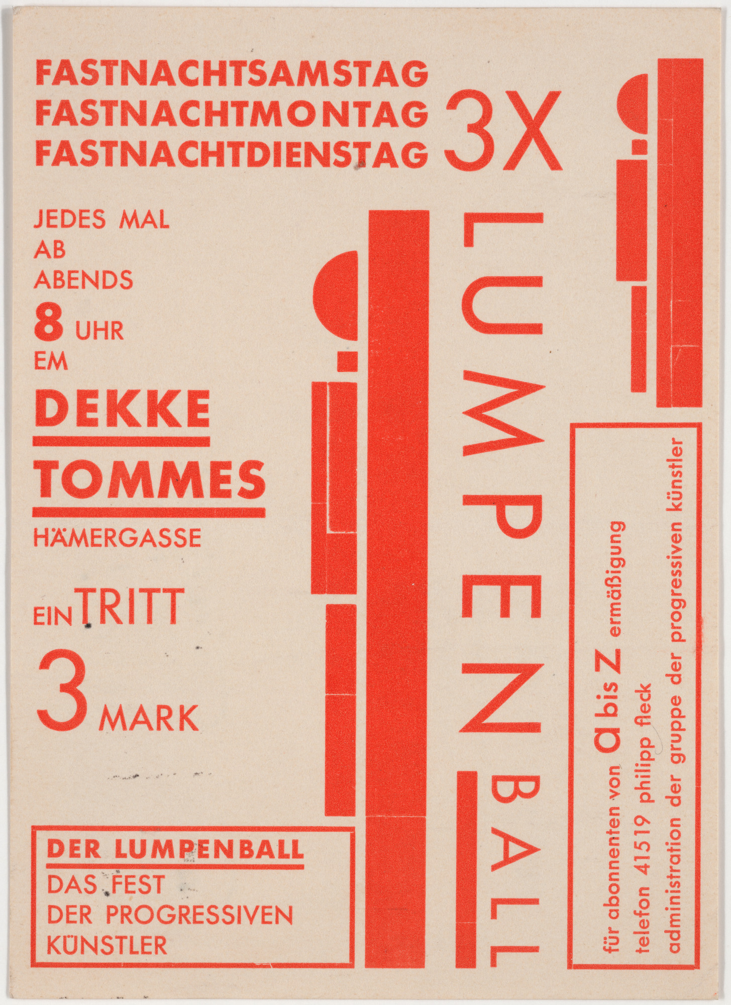 Franz Wilhelm Seiwert. 3x Lumpenball