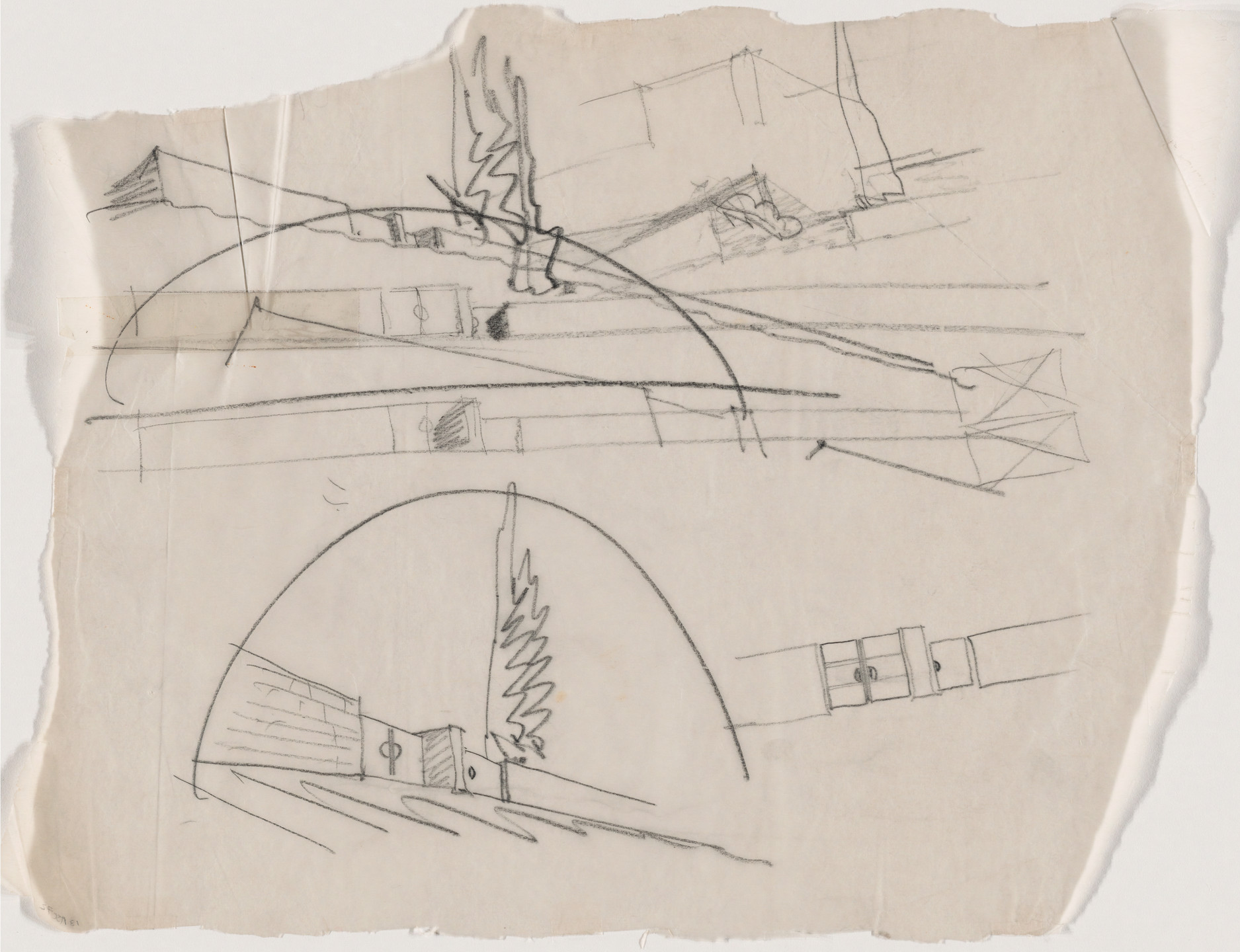 Erich Mendelsohn. Gated Wall, Perspective and elevation. Unknown