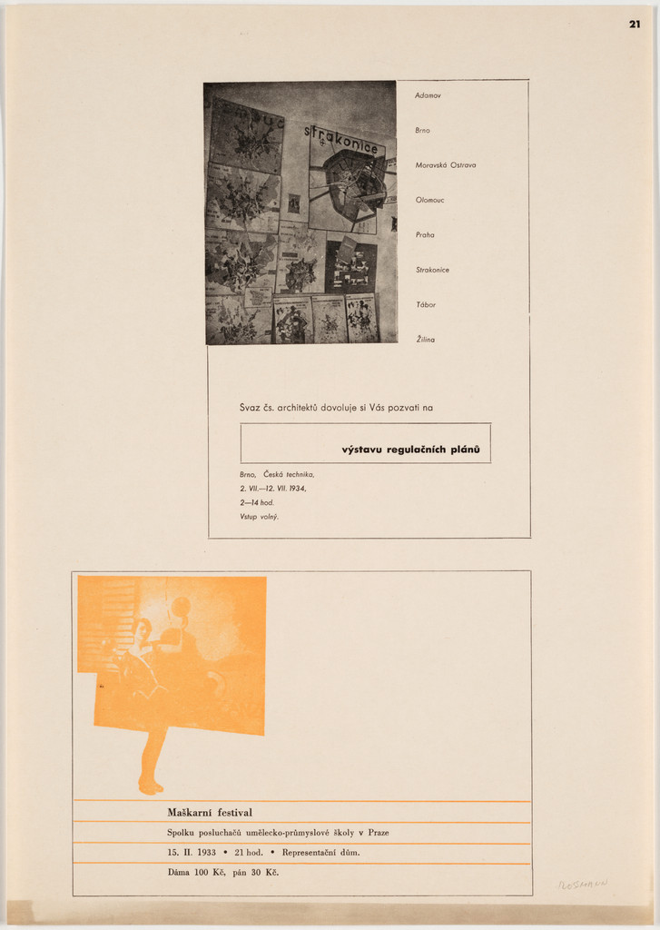 Svaz cs. architektu dovoluje si vas pozvati na vystavu regulacnich planu; Maskarni festival