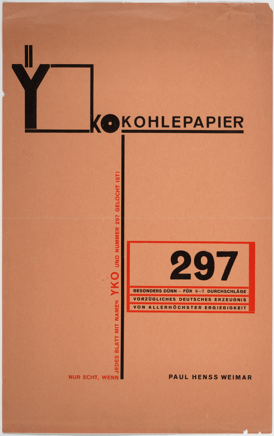 Joost Schmidt. YKO Kohlepapier. c. 1926