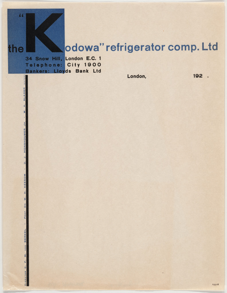 The "Kodowa" Refrigerator Company letterhead