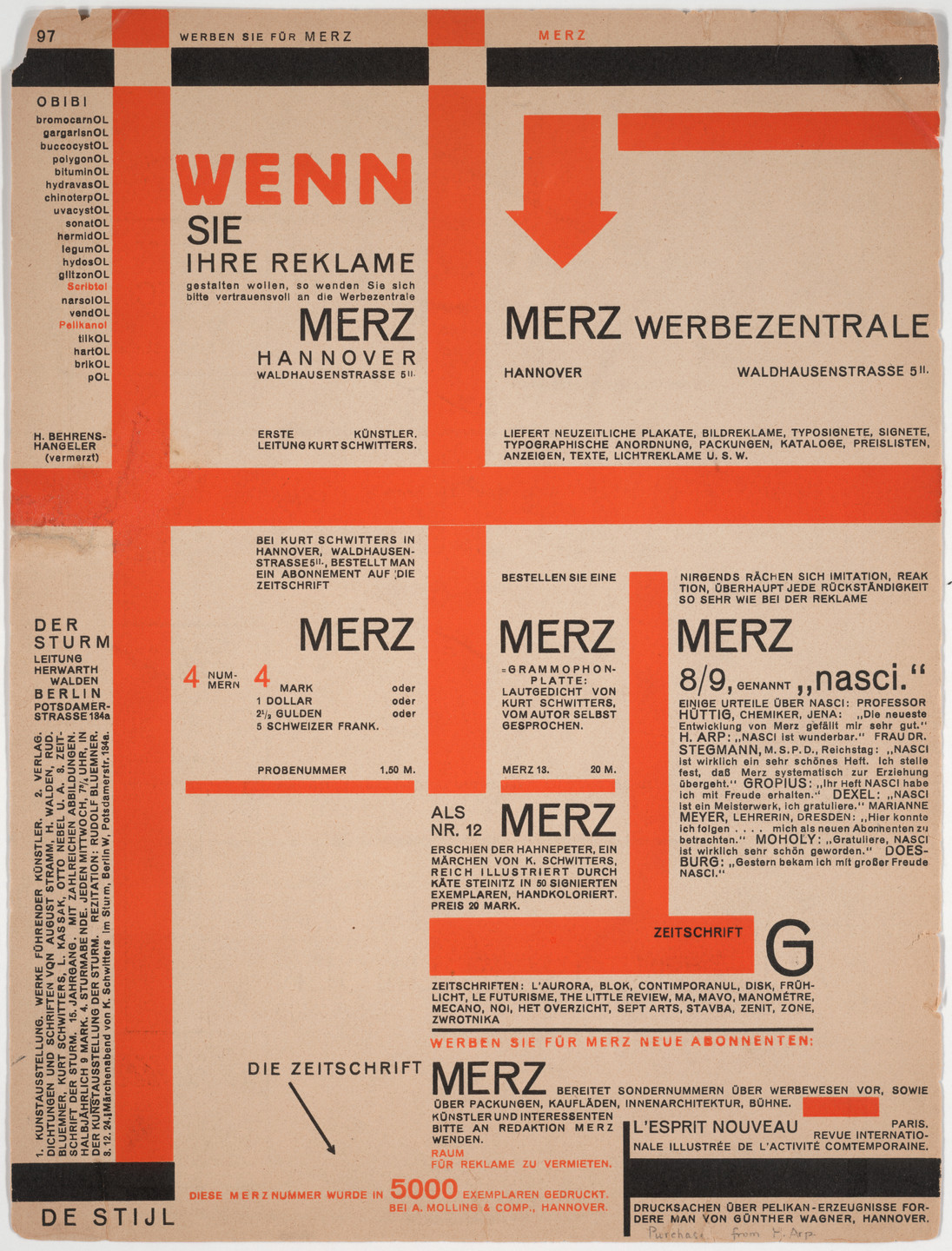 Kurt Schwitters. Page 97 from Merz 11, Typoreklame. 1924