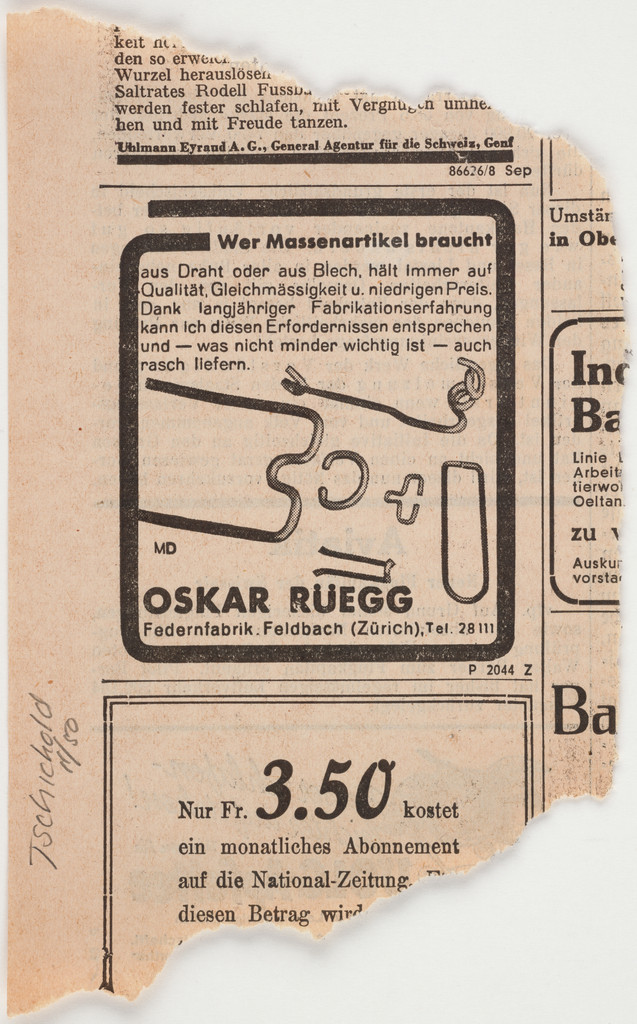 Wer Massenartikel braucht, Oskar Rüegg
