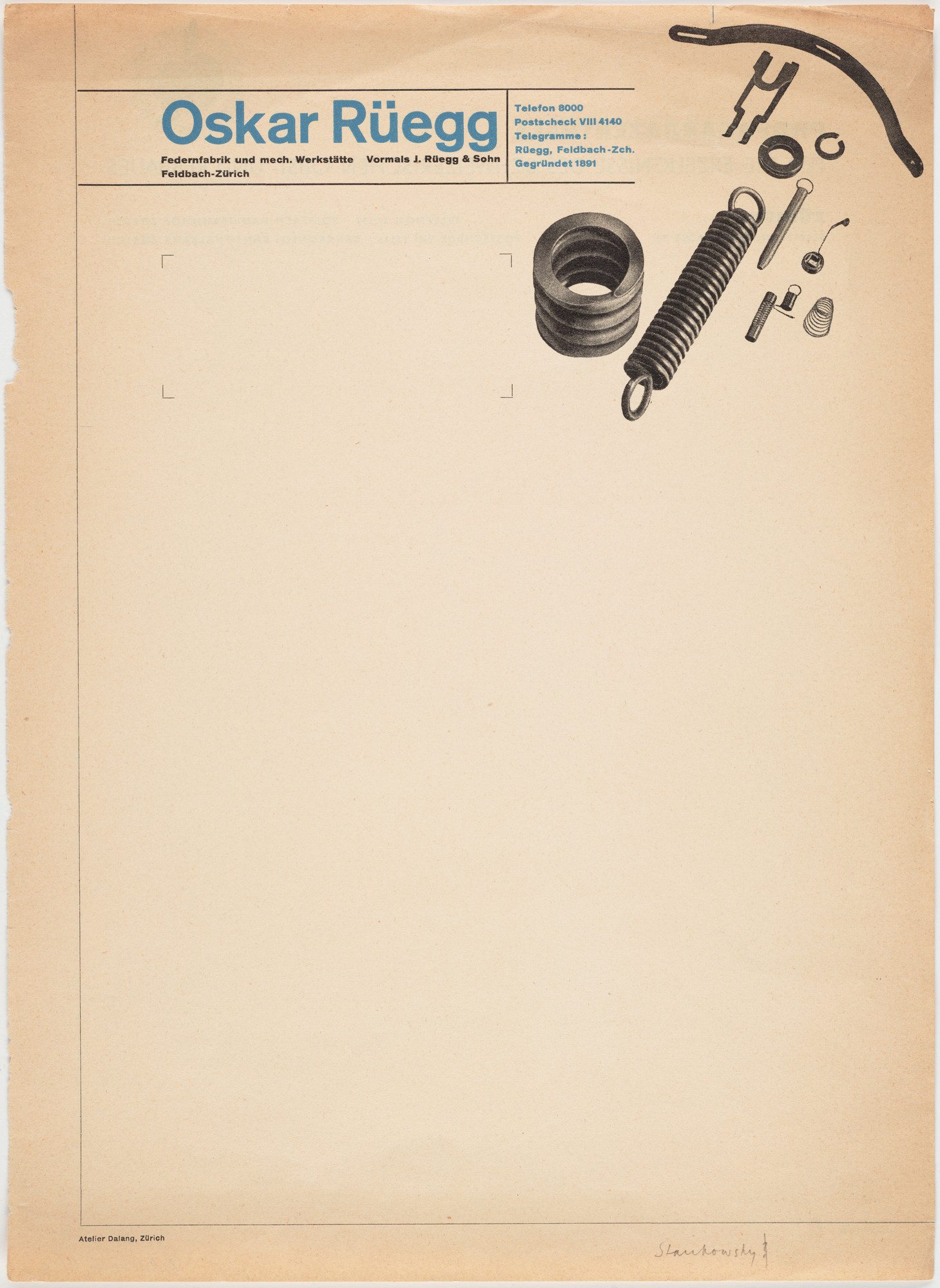 Anton Stankowski. Oskar Rüegg Federnfabrik und Mech. Werkstätte; Propagandazentrale für Erzeugnisse des Schweizerischen Obst- und Rebbaues