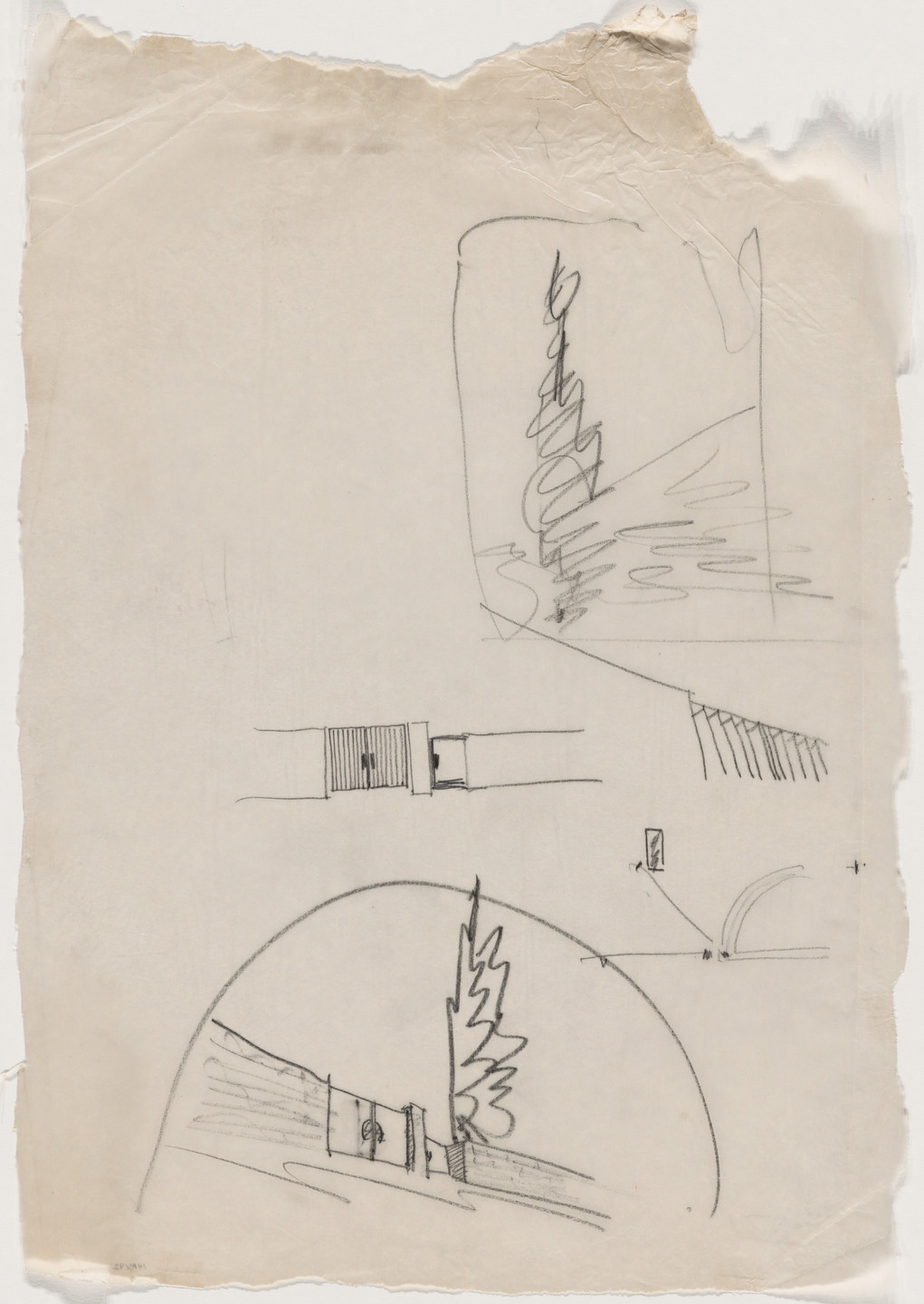 Erich Mendelsohn. Gated Wall, Perspective and elevation. Unknown